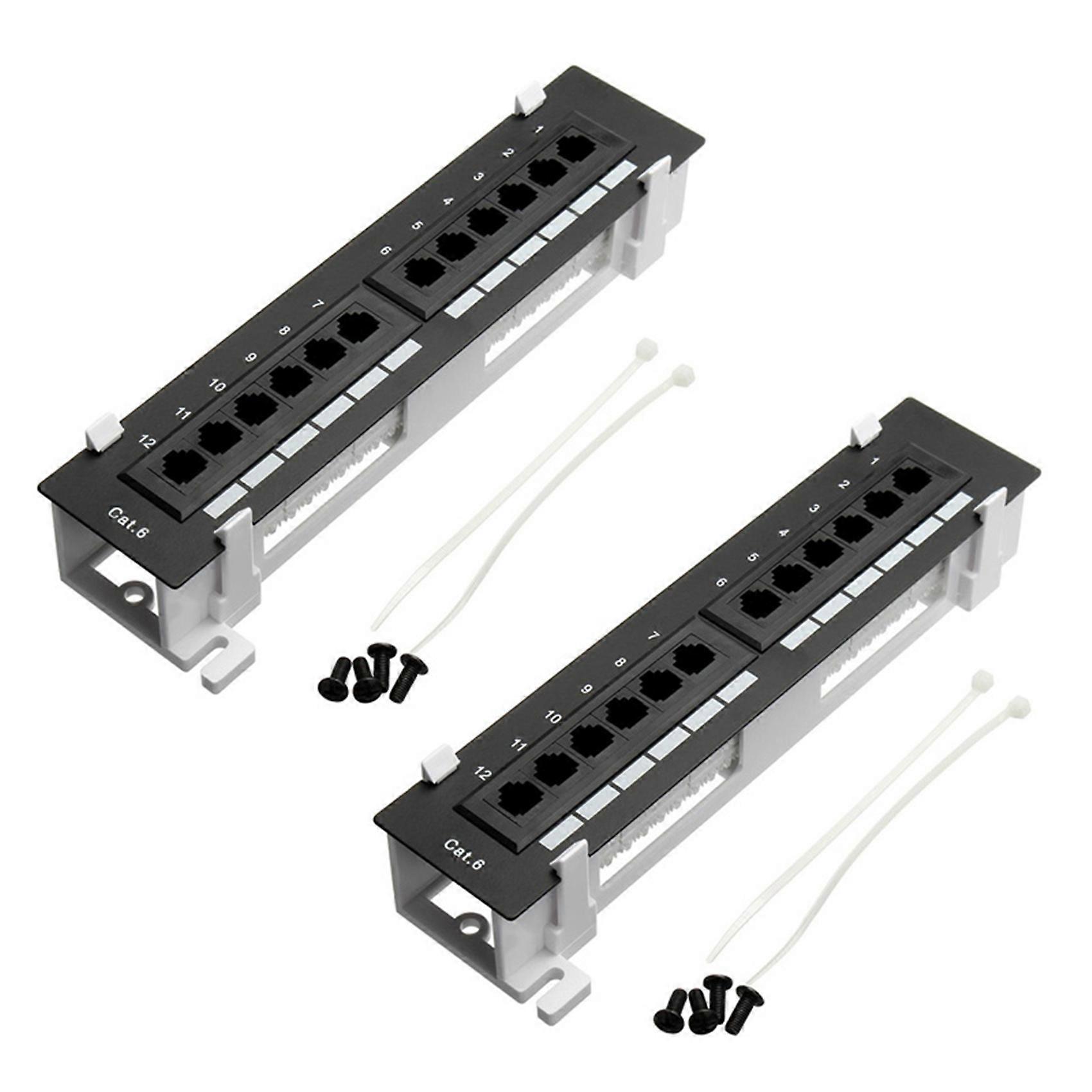 2X Network Tool Kit 12 Port CAT6 Patch Panel RJ45 Networking Wall Mount Rack with Wall Mount Bracket