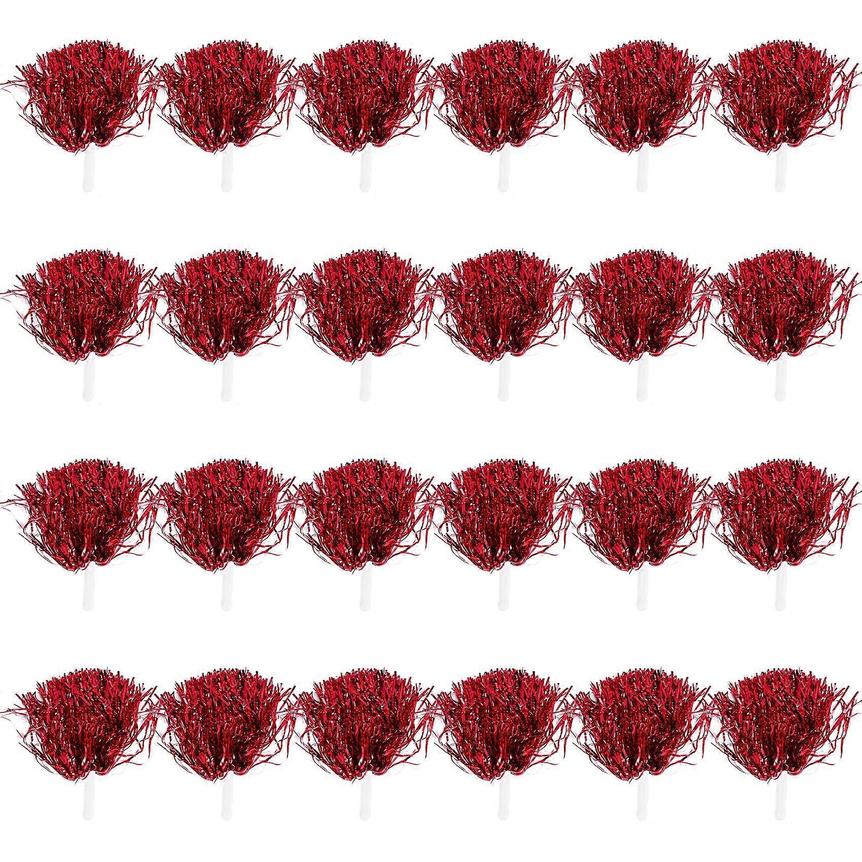 24Pcs Cheerleading Pom Poms for Adults Kids Cheerleaders Party Red