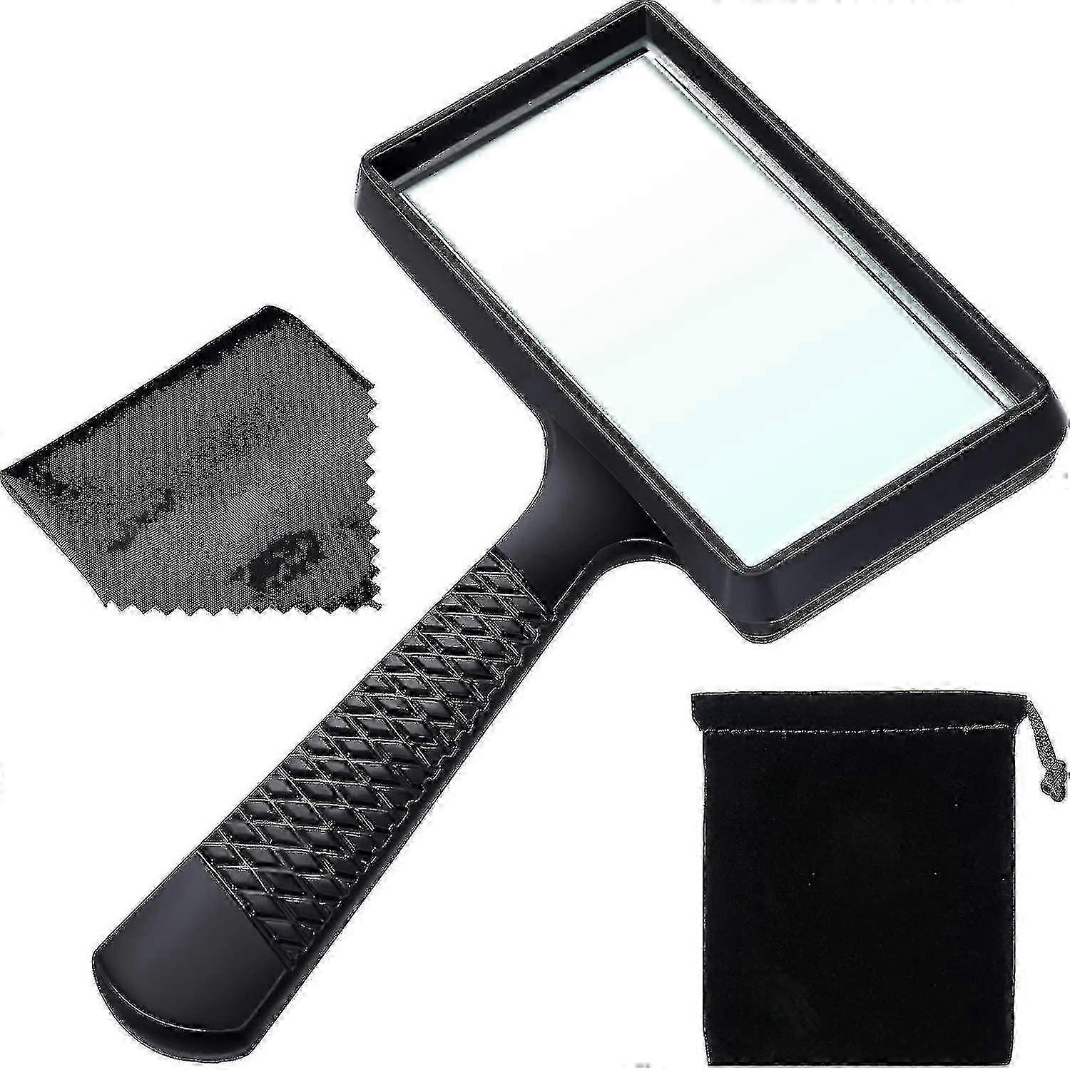 5x Handheld Magnifier Rectangular Magnifying Glass Scratch