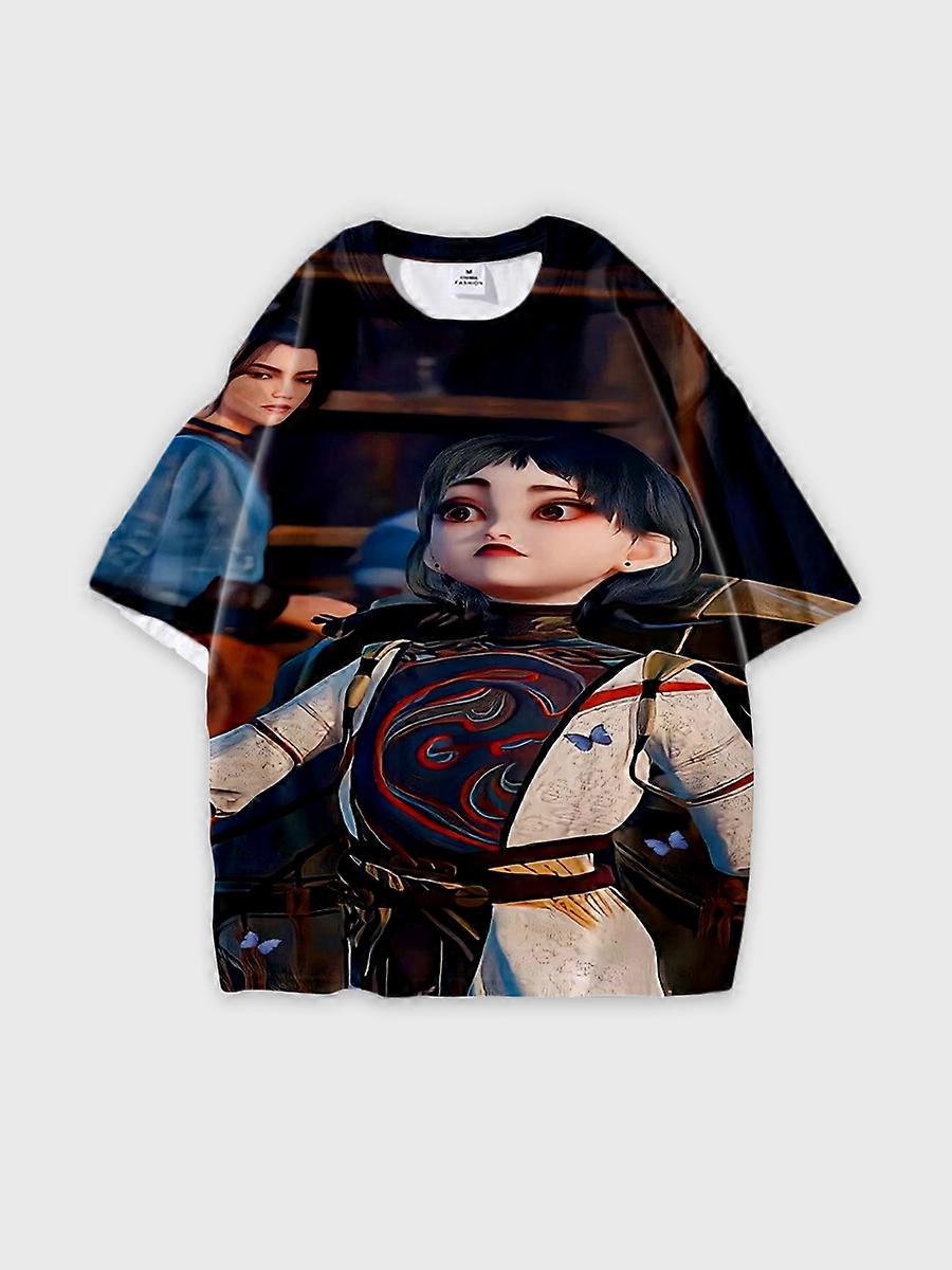 T-shirt round neck Character Pattern loose short sleeve P121