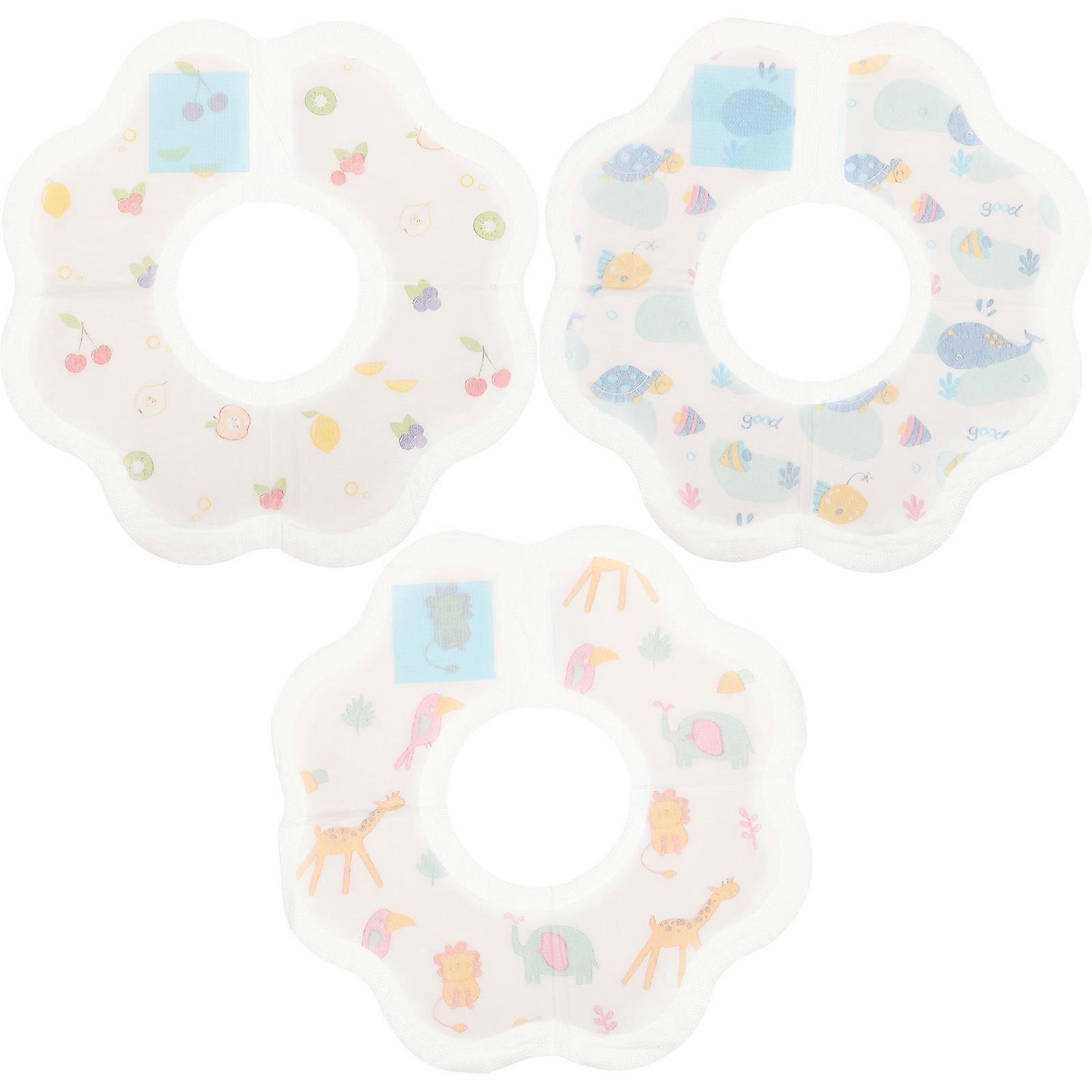 3 Pack Absorbent Non Woven Baby Bibs for Eating, Showers & Special Occasions – Cute Cartoon Design
