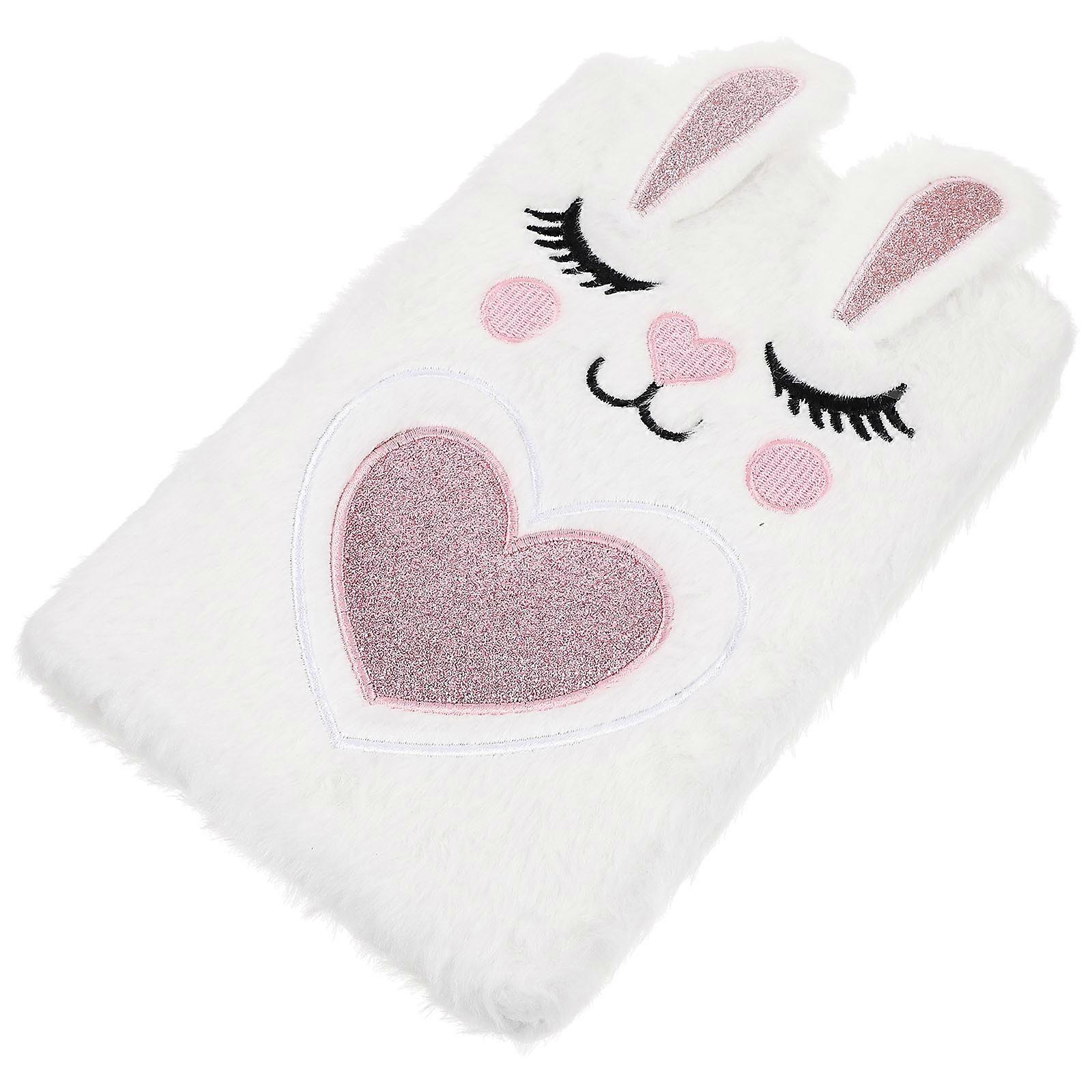 Cartoon Diary Book for Writing Plush Cover Fluffy Notebook for Daily Use