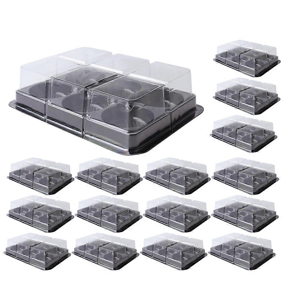 Hemoton 50pcs Mini Cake Boxes for Pastry Glutinous Rice Dumpling with 6 slots Cake Packing Wrapper