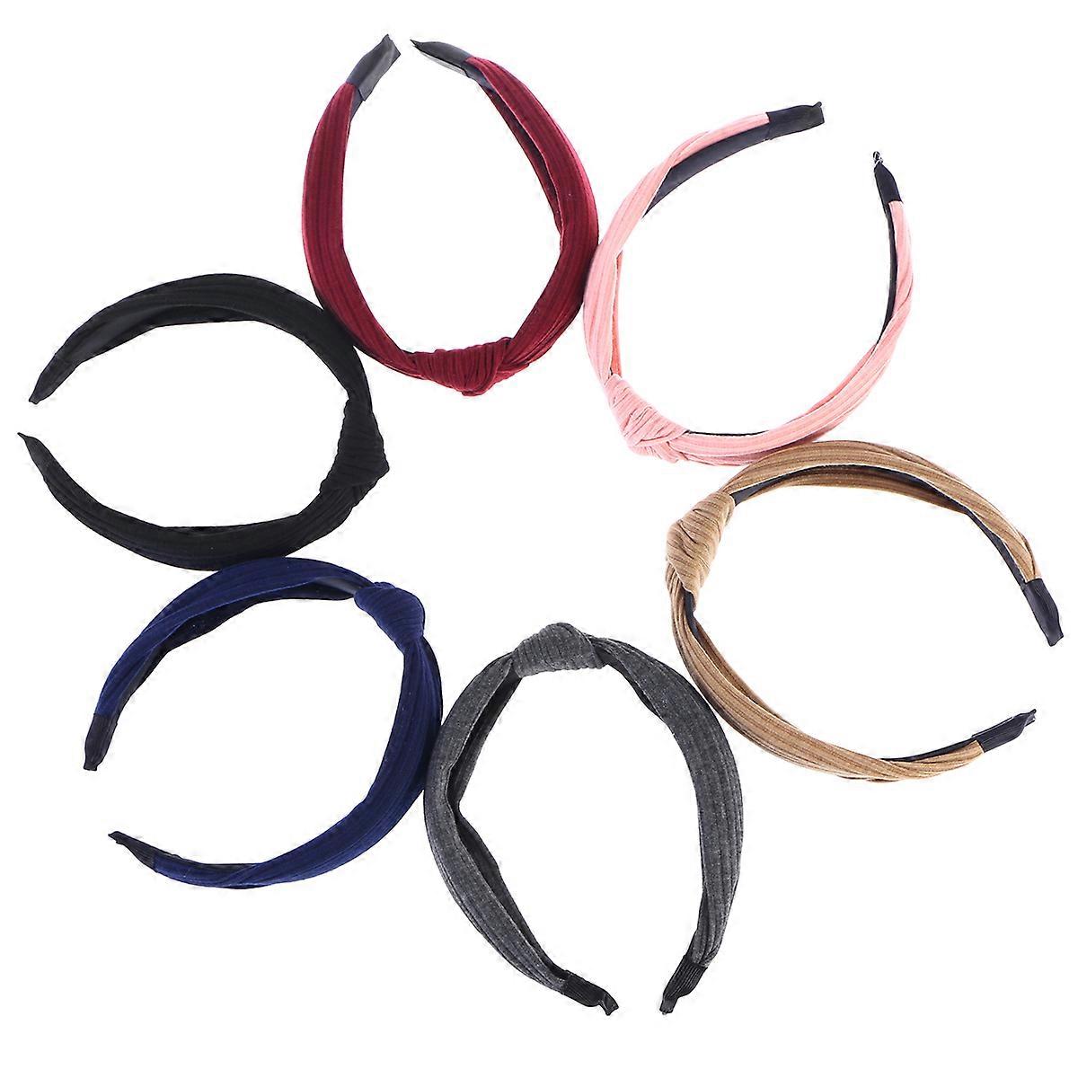 6 Pieces Charming Elastic Band Headbands for Women and Girls Assorted Color Fabric Comfortable to