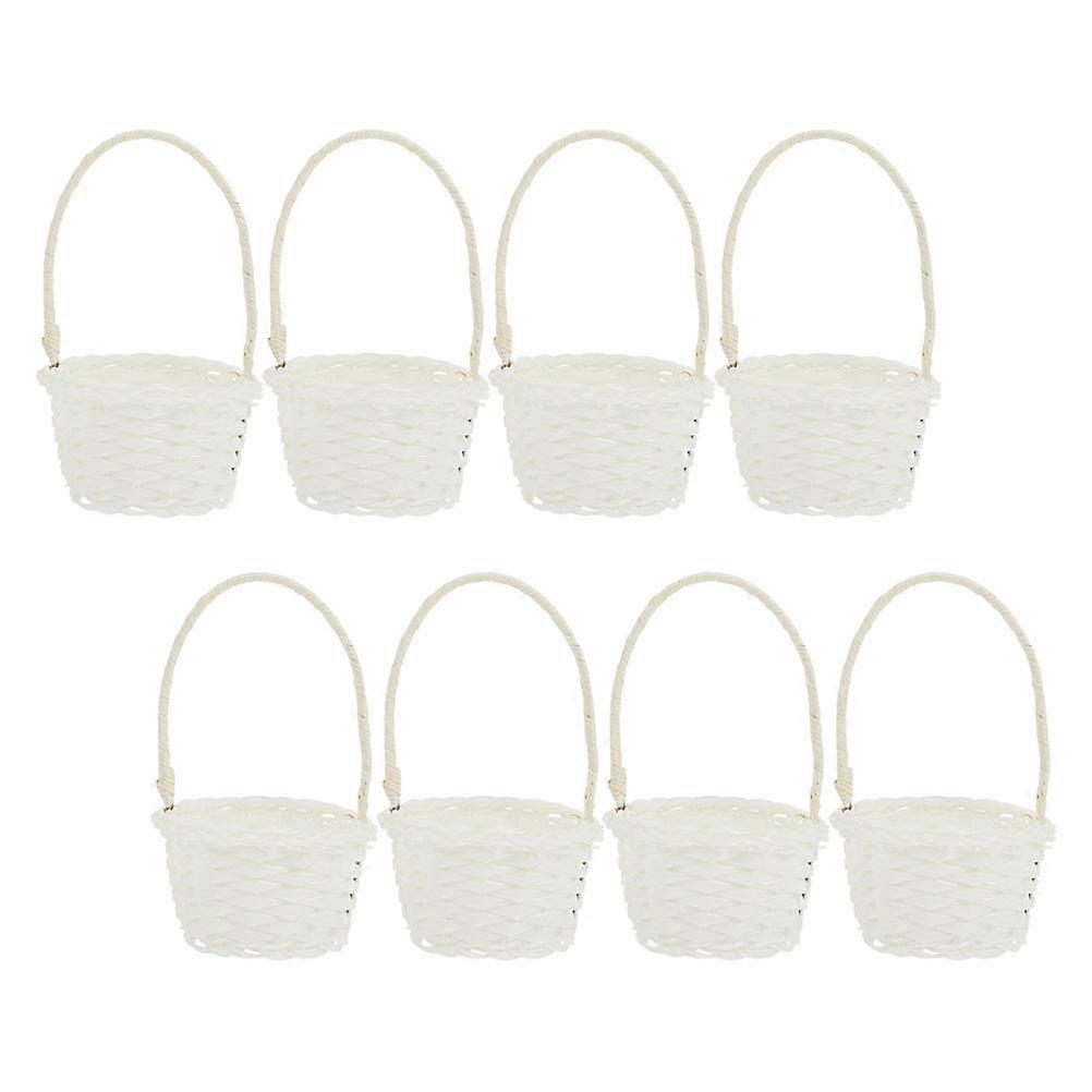8pcs Small Rattan Baskets for Fruit Picking, Delicate Pastoral Style, Smooth Surface, Neat Design, Practical & Safe for Home Storage & Organization