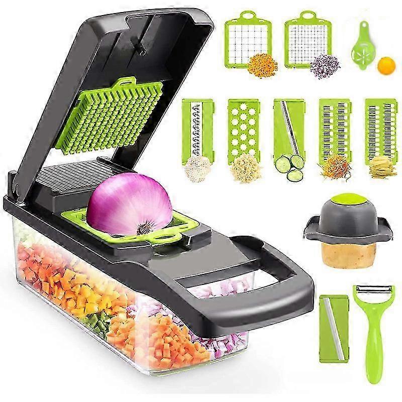 Kitchen vegetable cutter, dicing device, potato shredder, grater, kitchen gadget, 14-piece set