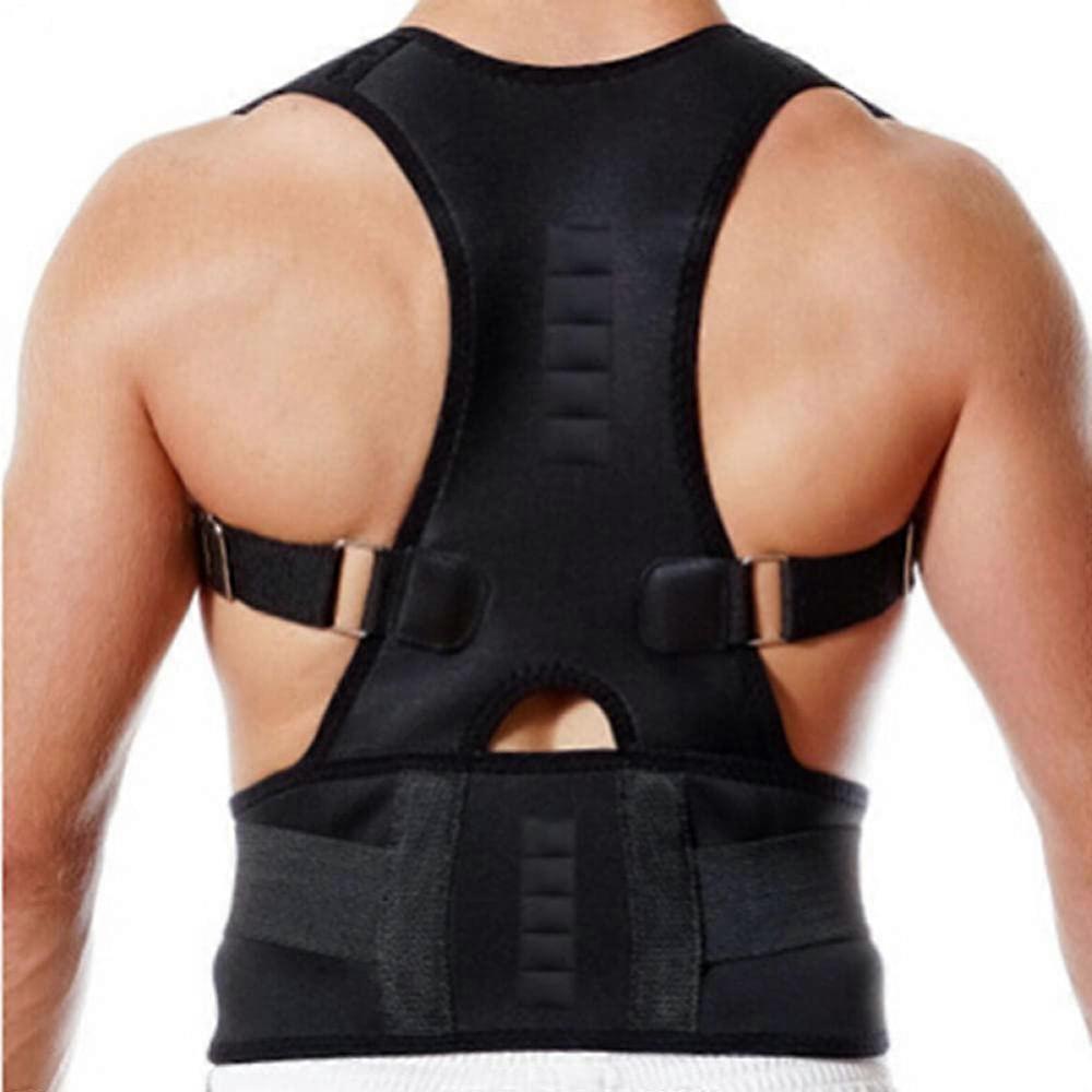 Men's Spine Support Belt and Women's Posture Corrector Neoprene Back Corset with Shoulder Straps for Back Pain Relief