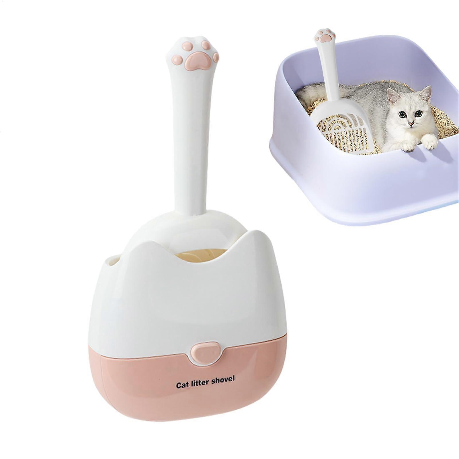 Cat Litter Scoop With Wall Mounted Holder, Durable Plastic, Space Saving Accessory, Fits Standard Litter Boxes