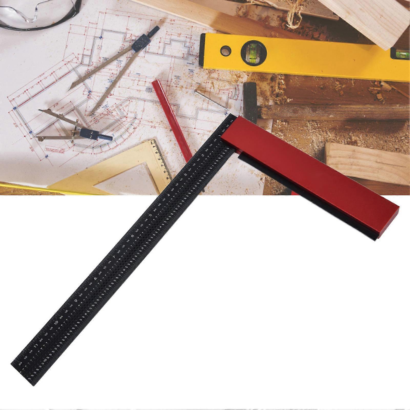 Woodworking Ruler 12in Accurate Carpenter Square L Shaped Right Angle Line Measuring Tool