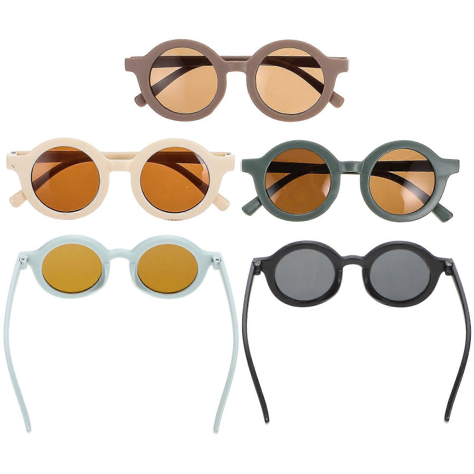 Colorful Sunglasses Props For Kids Cosplay Events Assorted Color Round Frame 5 Pairs