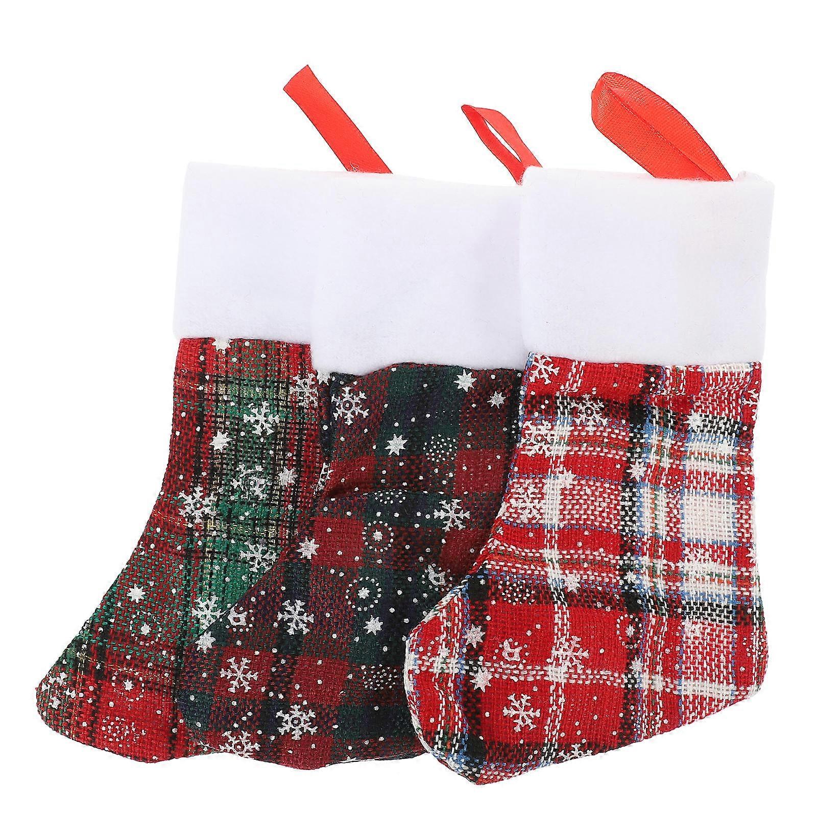 クリスマスストッキング食器収納バッグ3個アソートカラークリスマステーマミニソックス形状フェスティバルデコレーション用