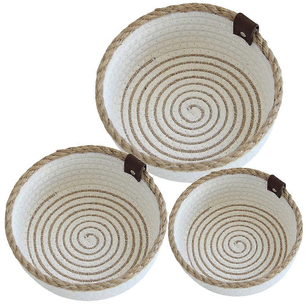 Small Storage Basket Set 3Pcs Woven Baskets For Desktop Home Organization Large Cotton Hemp Weaving