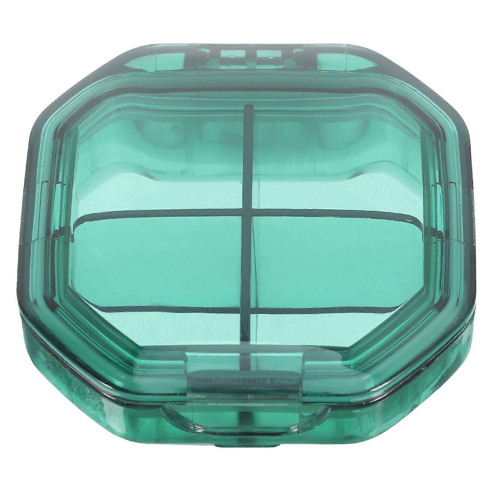 Travel Pill Container Airtight Segmented Monthly Daily Organizer 1 Set Portable Small Medicine Box for Purse Green