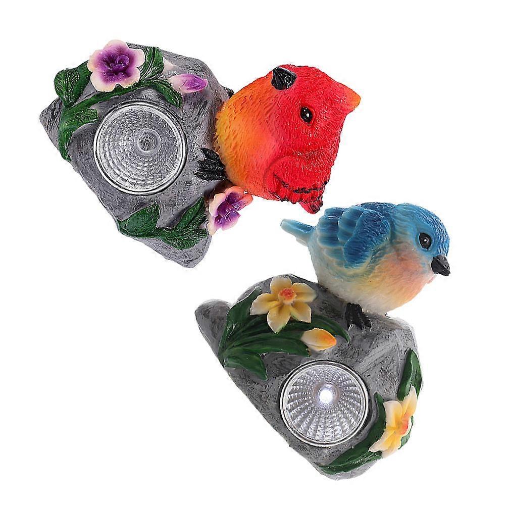 Garden Animal Solar Lamp 2Pcs Resin Material For Decorative Landscape Indoor And Outdoor Spaces