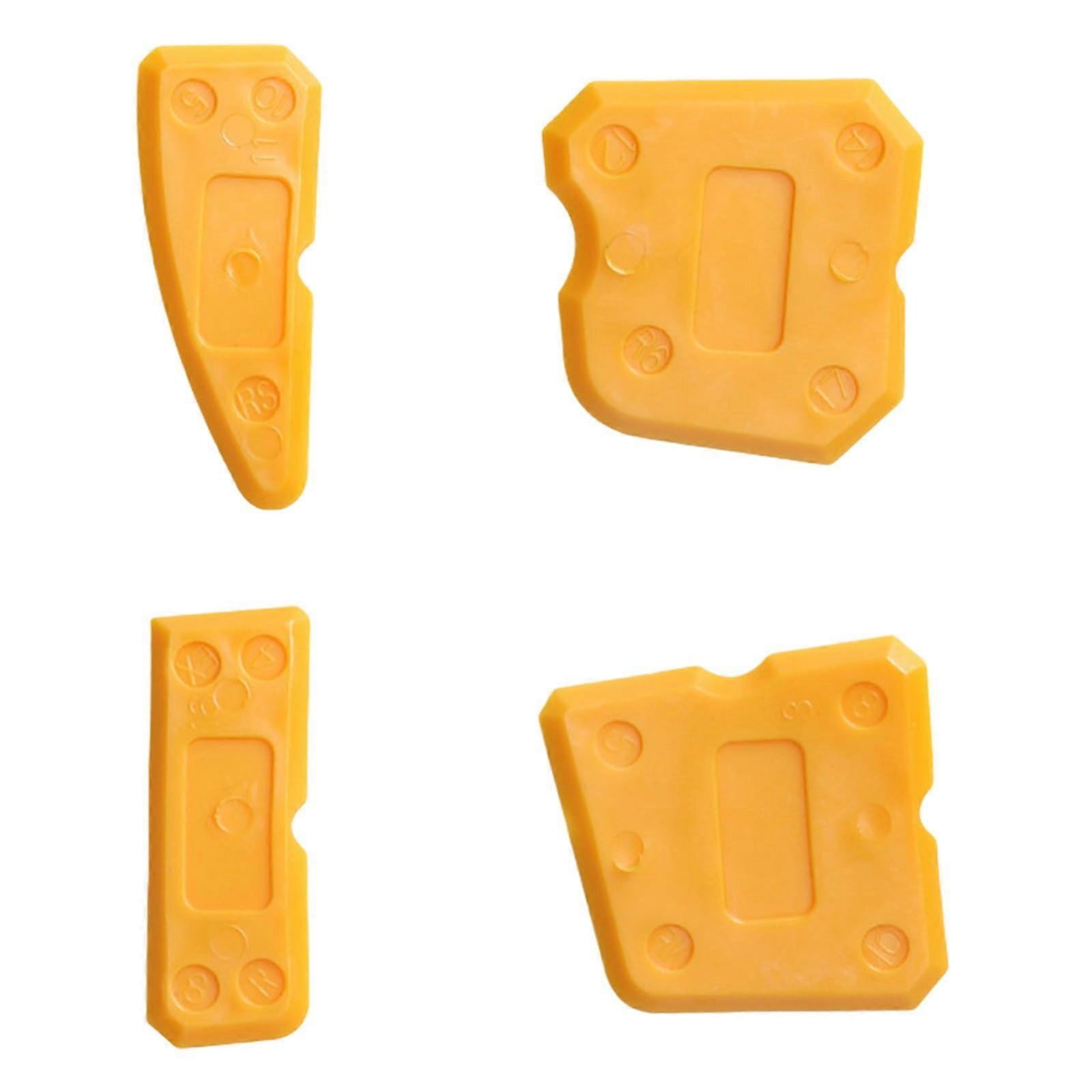 Set of 4 Ergonomic Grout Scrapers for Removing Tile Joint Cleaners, Can Remove Excess Sealant from Floor and Wall Tiles, Yellow