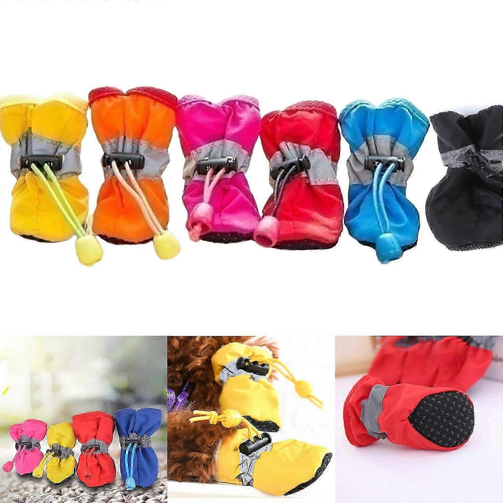 Non-Slip Dog Boots with Adjustable Drawstring for Winter, Rain & Outdoor Use - Paw Protectors for Large Dogs, Blue