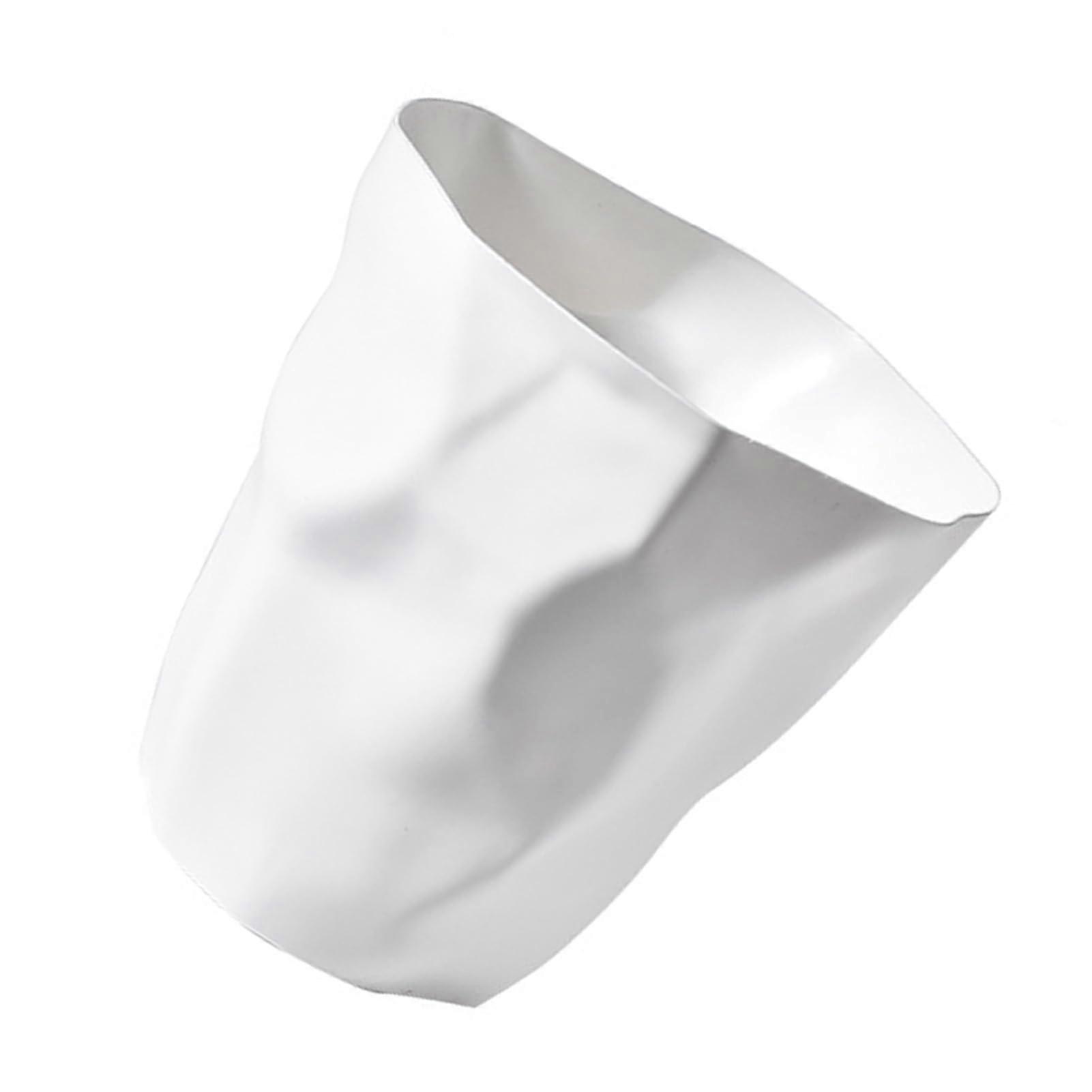 Small Plastic Trash Can Unique Irregular Crumpled Modern Waste Paper Bin Open Trash Can for Bathroom, Office, Bedroom, Kitchen (White) Ref: 3619