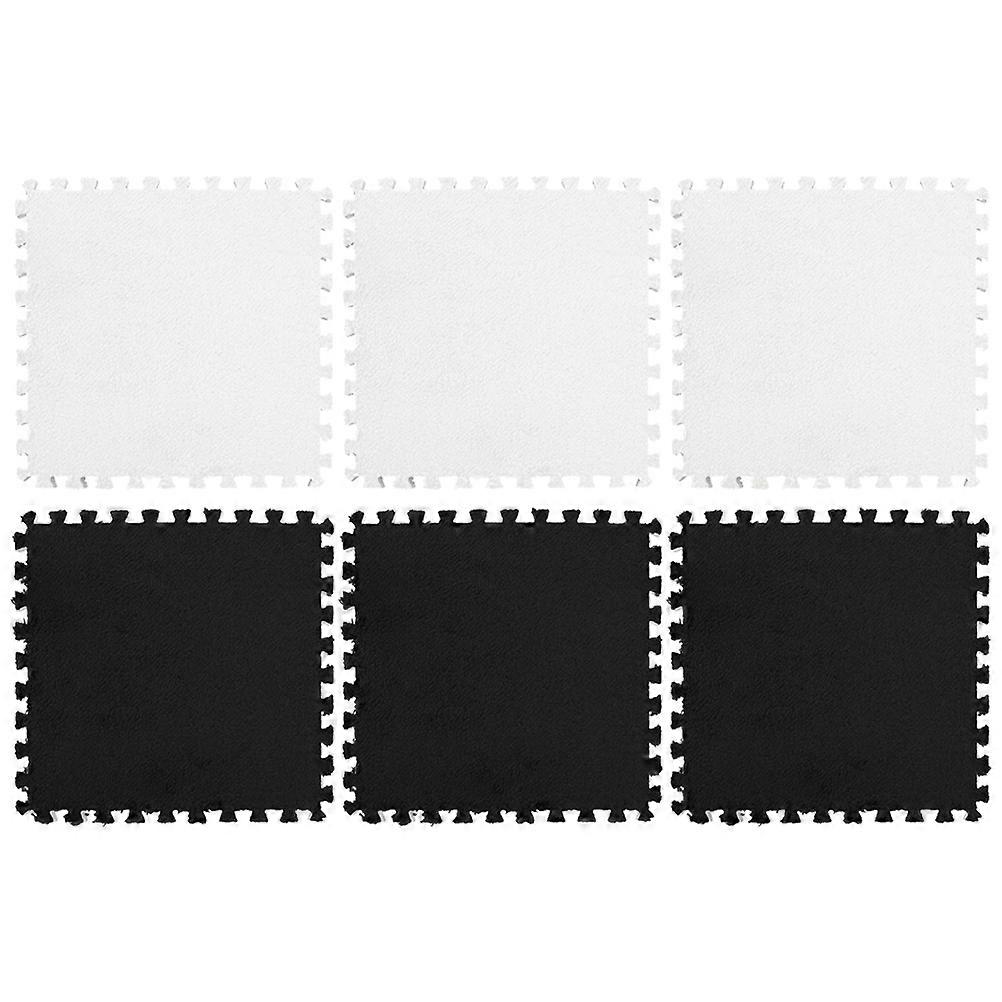 White Patchwork Floor Mat for Decoration Easy to Assemble and Disassemble 6Pcs