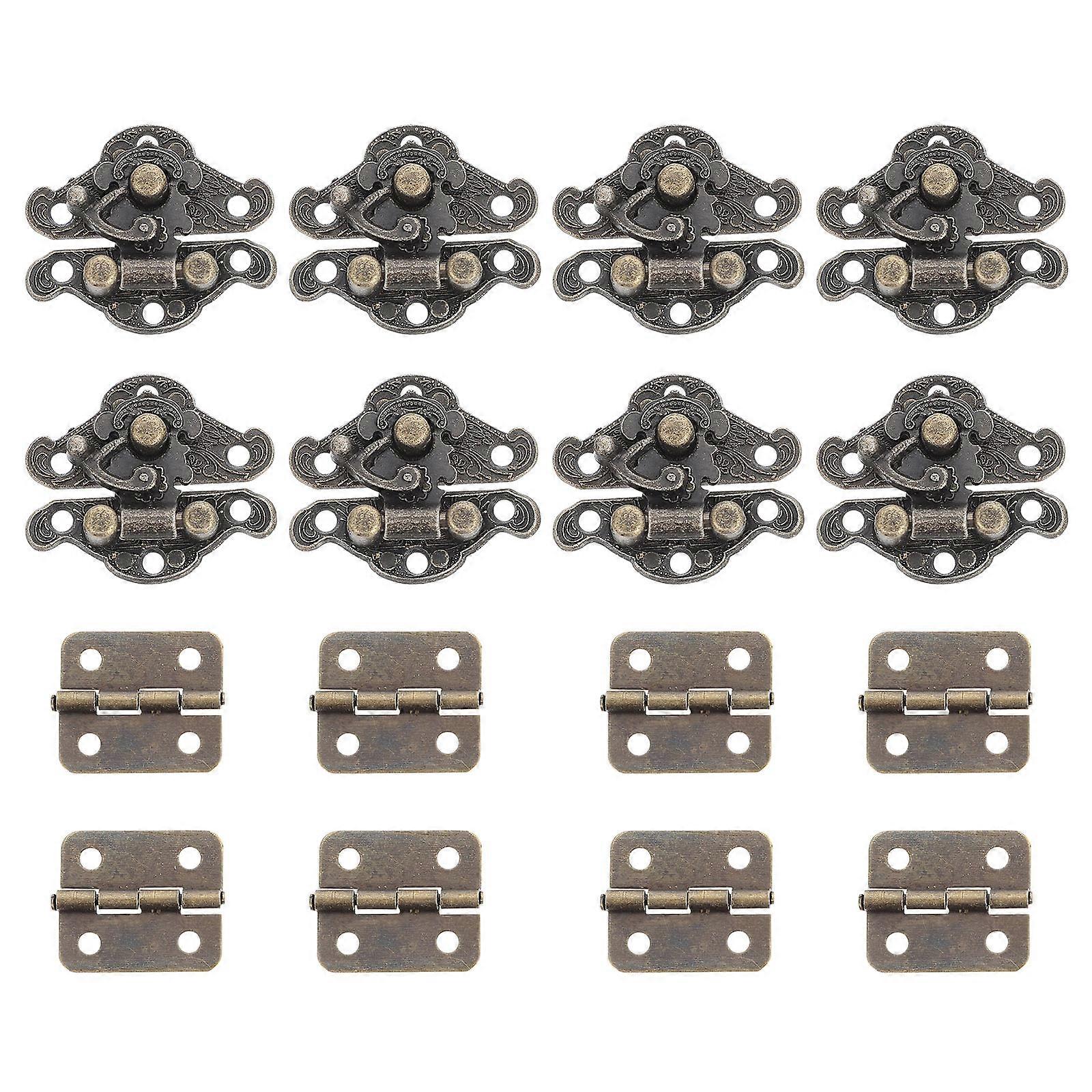 Vintage Style Case Hinges and Buckles with Screws – Antique Lock Latch Set for DIY Jewelry Boxes, Cabinets, and Craft Projects