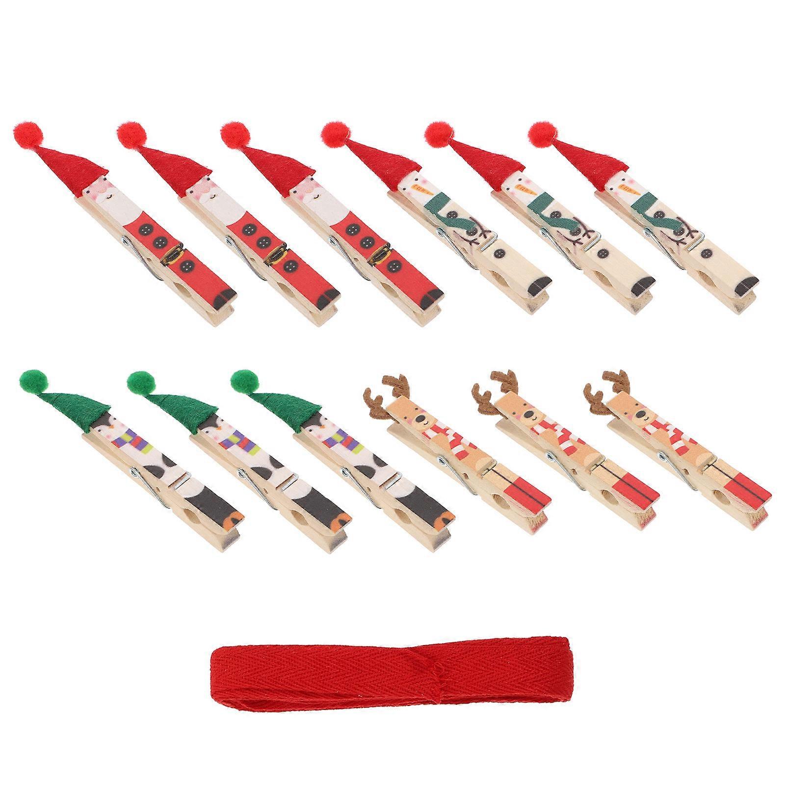 Mini Photo Clips With Rope For Memo Holding Designed In Assorted Color Ideal For Christmas Atmosphere 1 Set