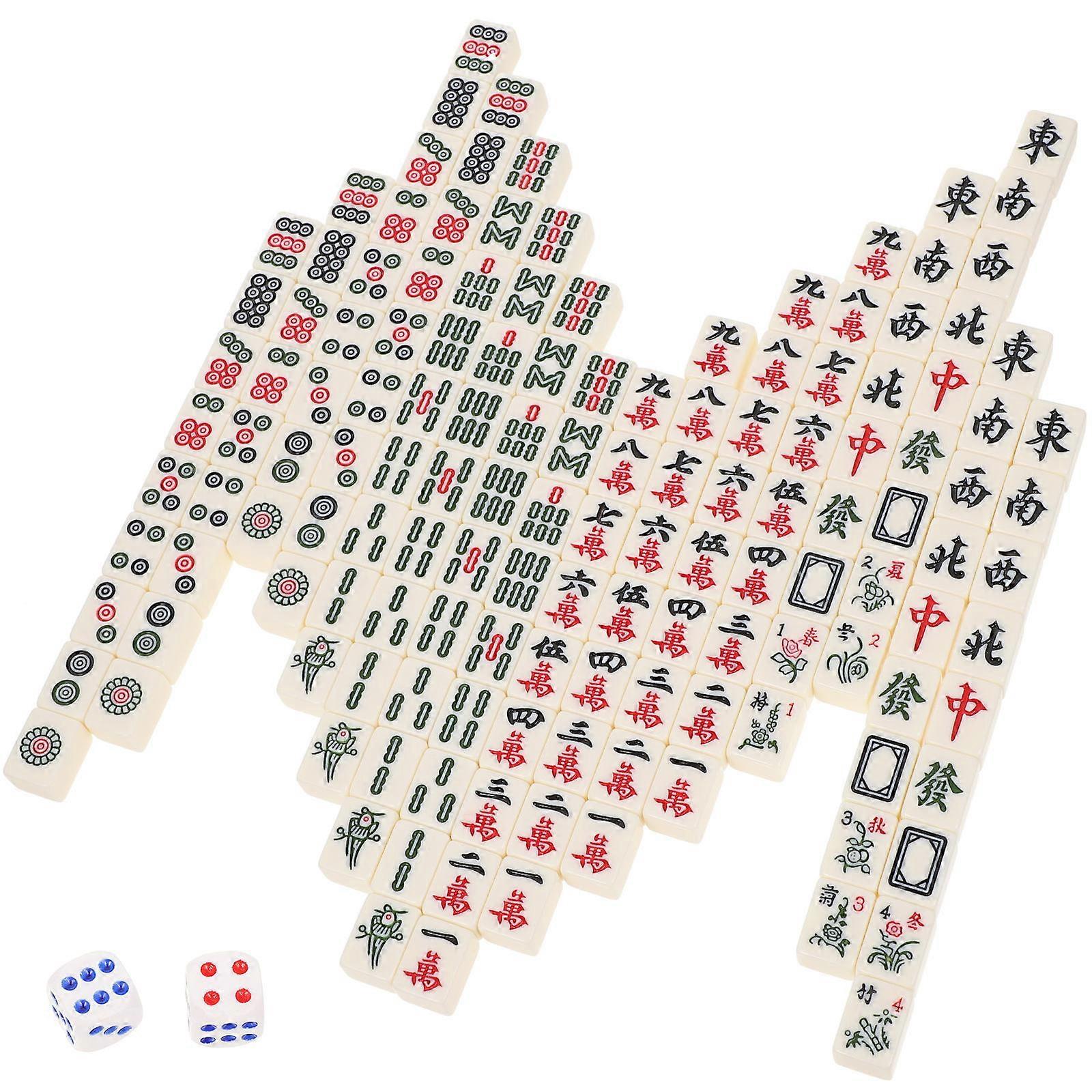 Engraved Surface Mini Mahjong Game Set For Outdoor Camping And Travel In Assorted Color 1 Set