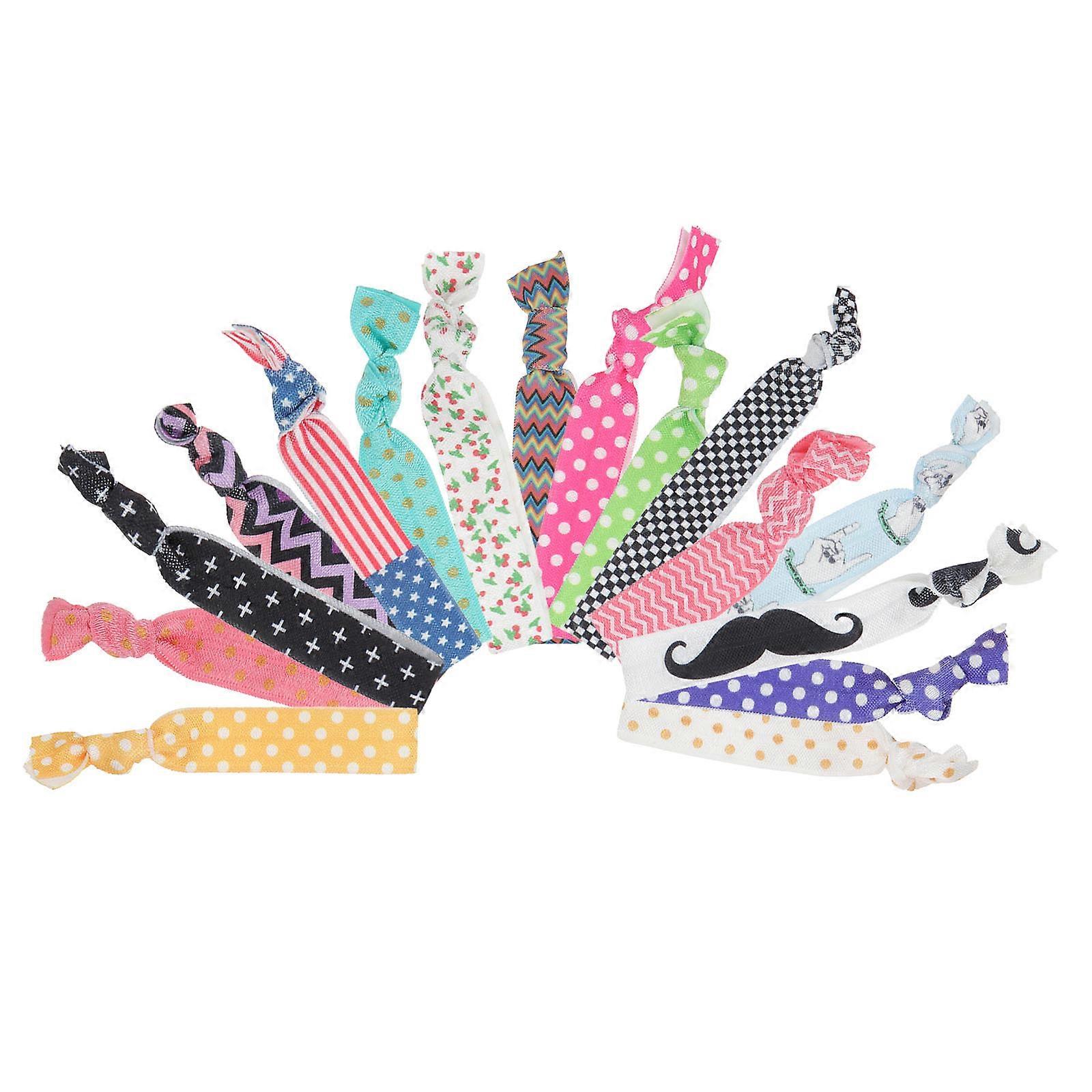 48PCS Navy Blue Ties for Women – Thick Elastic Bands with Elegant Print Design for Girls