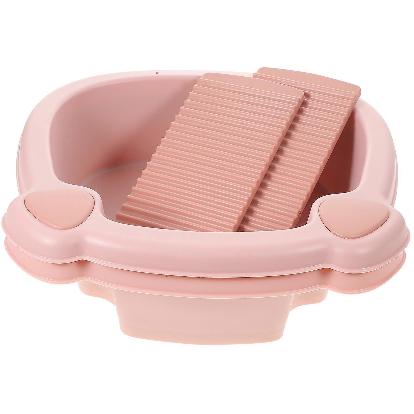 Durable Plastic Washboard Basin Set for Home in Pink 2pcs Household Baby Clothes Cleaning