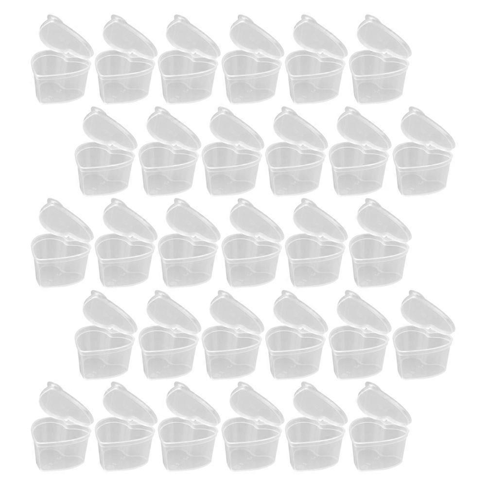 Heart Shaped Plastic Storage Containers with Hinged Lids for Small Items and Crafts 45ml