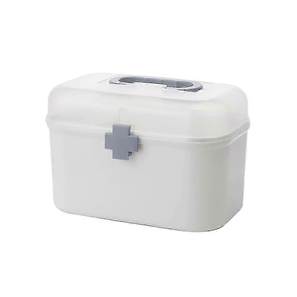 Plastic Storage Box Double Layer First Aid Kit With Handle Removable Tray Portable Emergency Storage Box