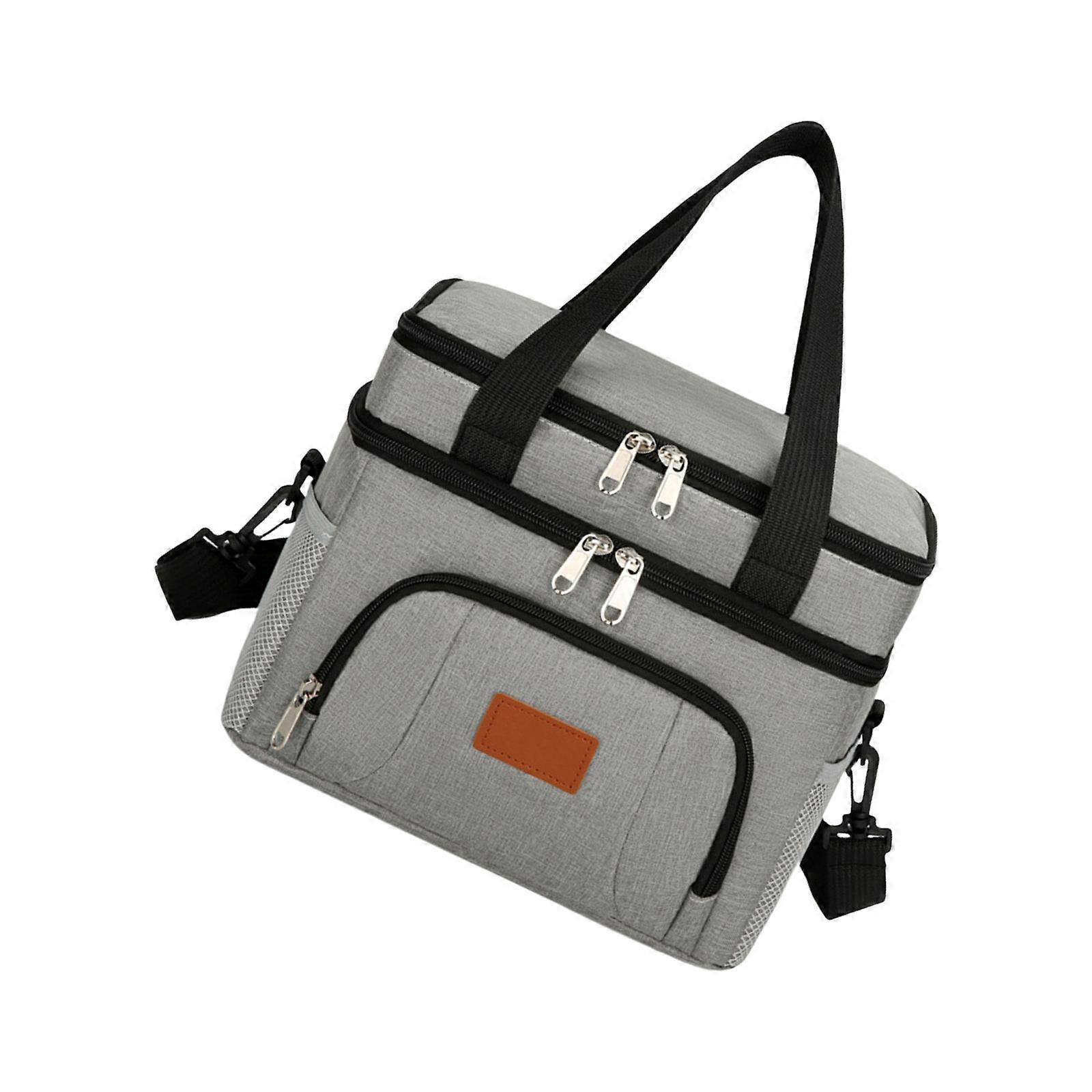 12L Insulated Meal Container Leakproof Portable Bag With Removable Shoulder Strap For Office Camping Hospital Use  Gray