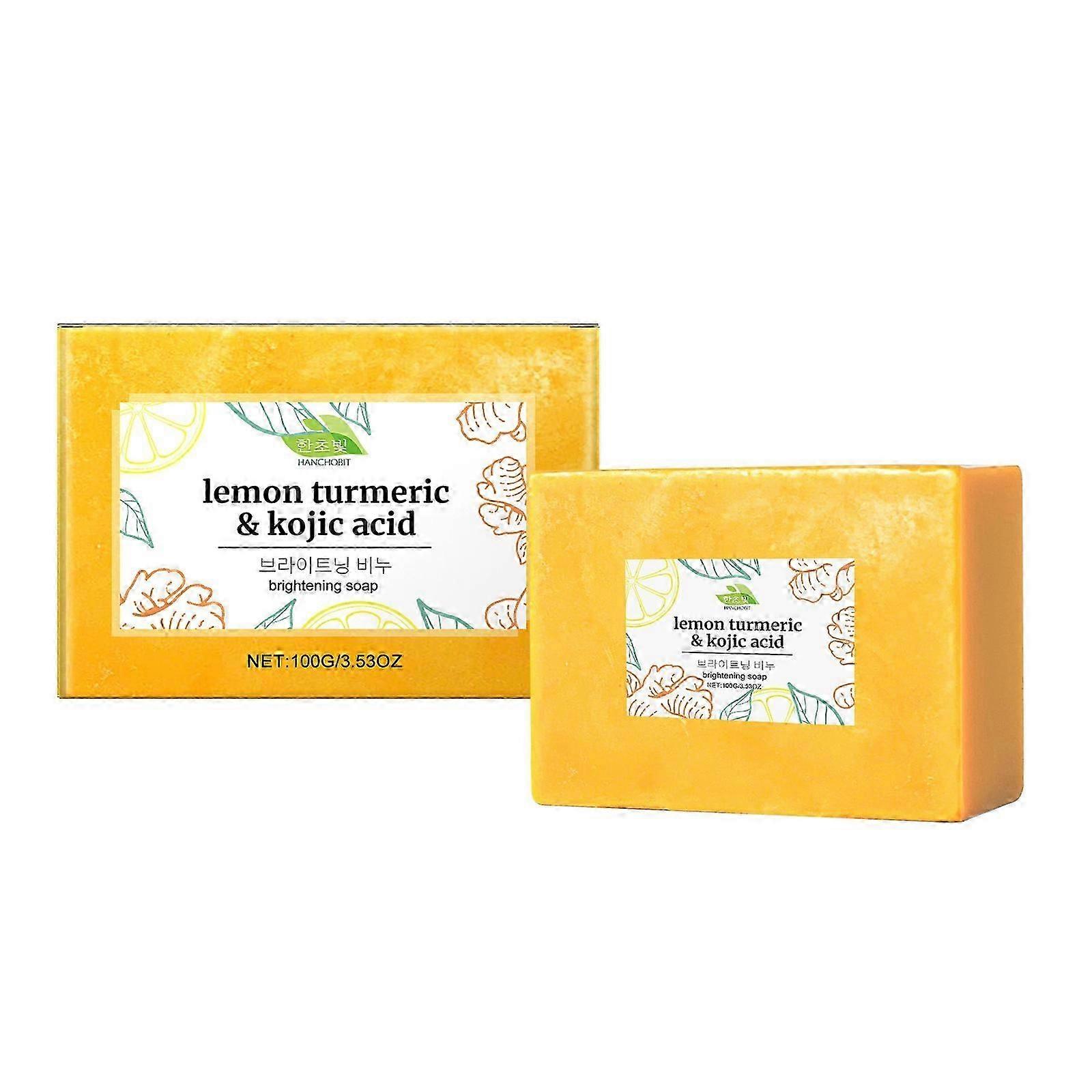 HANCHOBIT Lemon Turmeric Soap Body Temperature and Cleaning Uniform Skin Moisture Nourishing Bath Soap