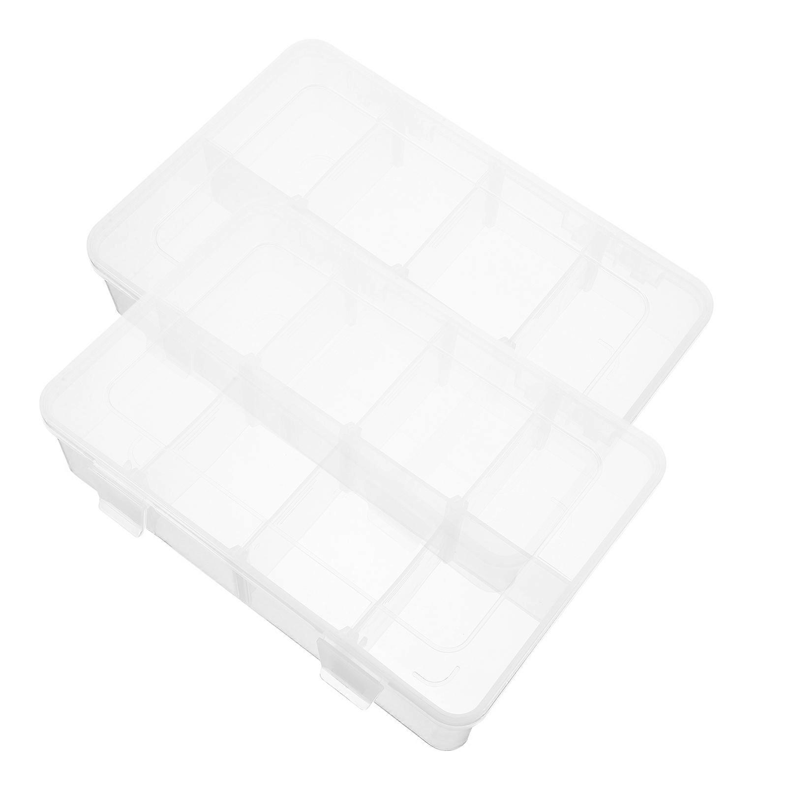 Transparent Multi-Grid Bead Organizer Box for Storage Use 2Pcs with Removable Dividers
