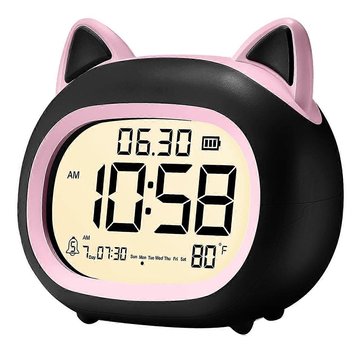 Kids Alarm Clock with Night Light for Kids,Digital Alarm Clocks for Bedrooms, Routine Builder,Cute C