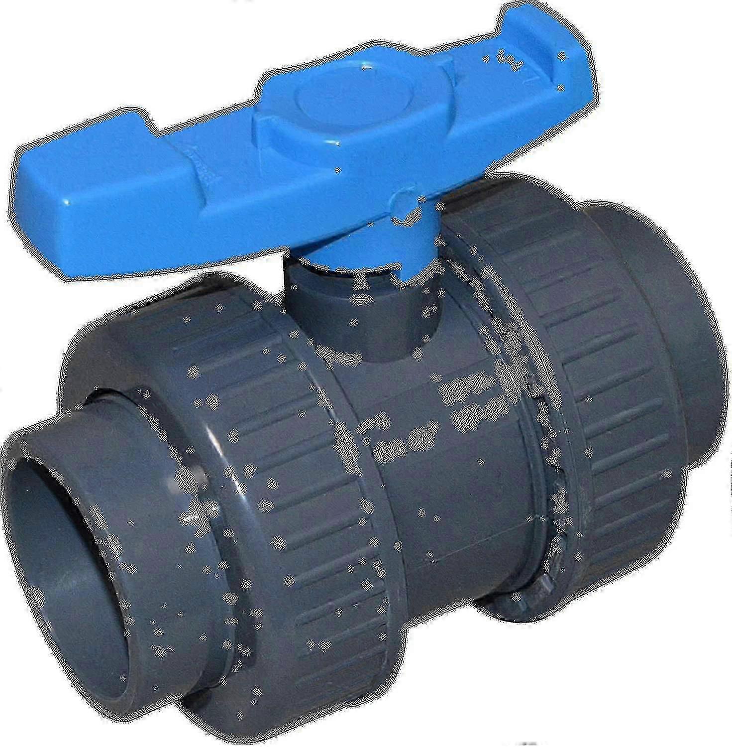 Ball Valve 50mm - Made Of Pvc - With Connection On Both Sides - 50mm Sleeve - Gray Edition 0827