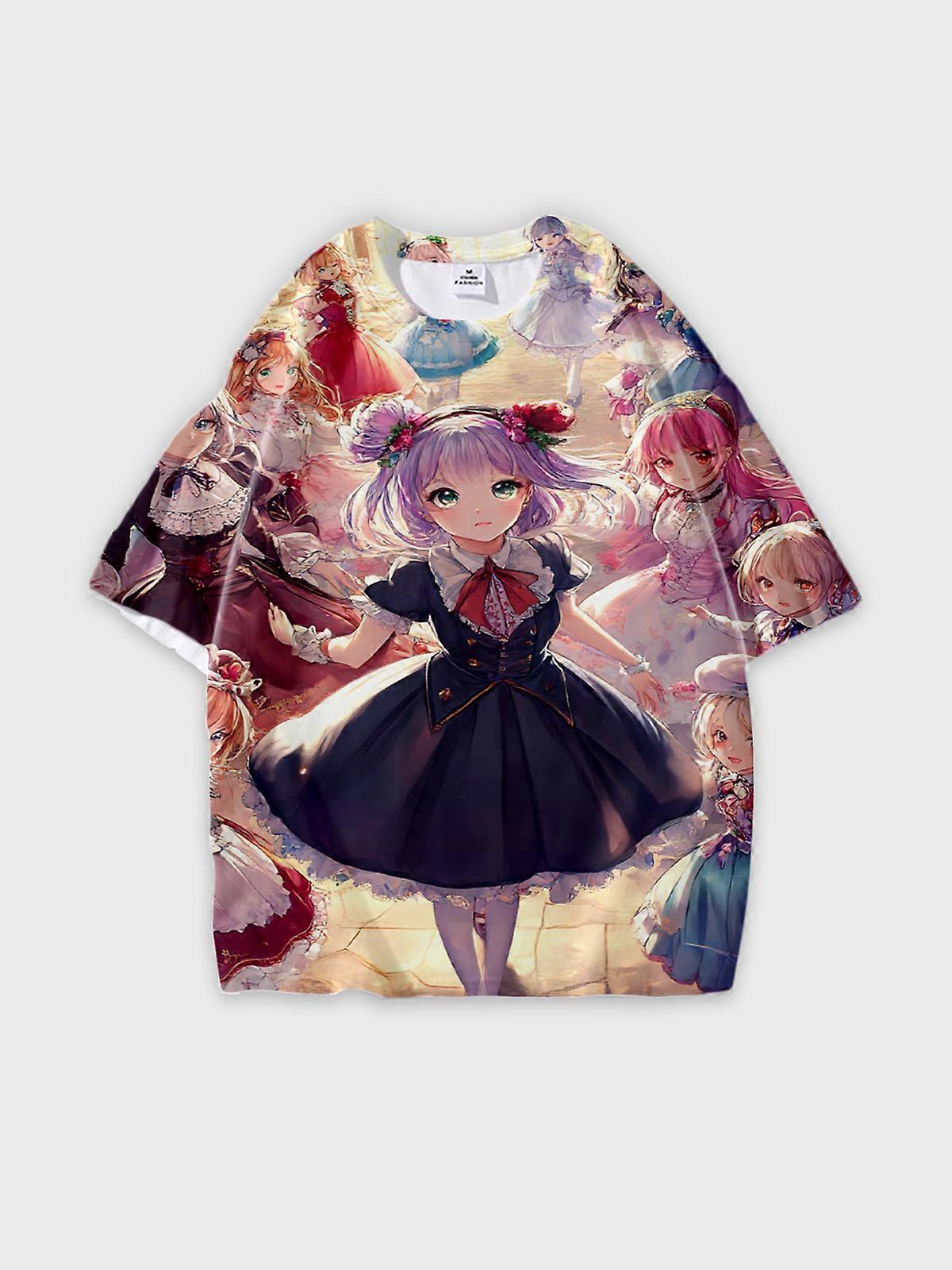 T-Shirt Short Sleeve Round Neck, Summer Casual Loose Graphic Tee, Unisex Pattern V2454