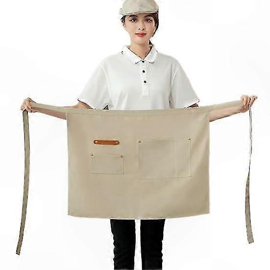 Durable Waterproof Apron with Pockets for Kitchen and Service Use - Stain-Resistant Waist Apron for Men and Women