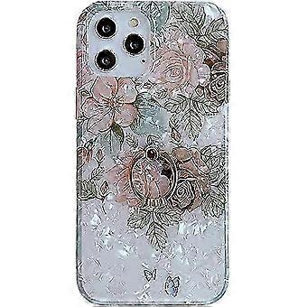 Compatible with iPhone 13 Pro (6.1inch),with Cute Blossom Flowers Built-in 360 Rotatable Ring Kickstand Holder Soft Slim Shockproof TPU IMD Phone