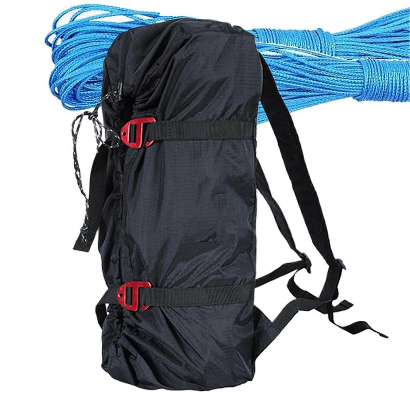 Rope Storage Bag Professional Rock Climbing Bag With Adjustable Straps Lightweight Mountaineering Gear Black