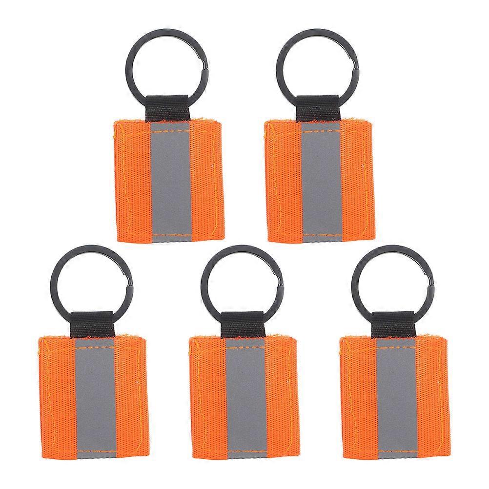 Hemoton 5pcs Double Sided Reflective Keychain Tags High Visibility Keyring Tags Reflective Bag Pendant Backpack Hanging Decoration
