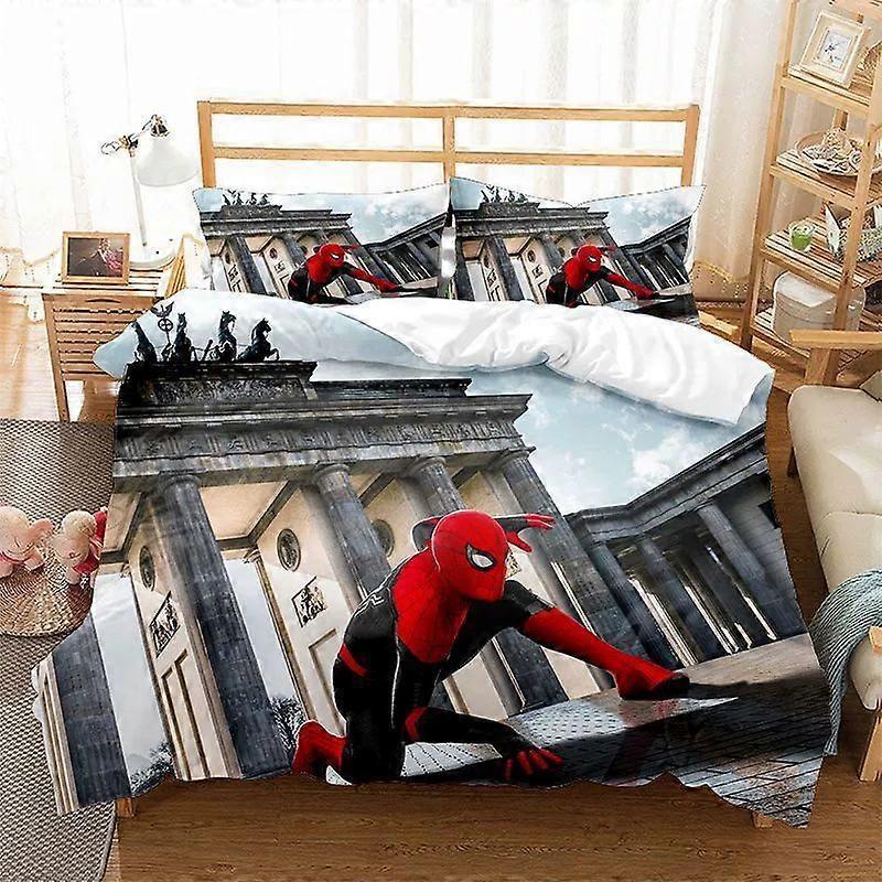 Spider-man 3D-tryckt sängkläder set påslakan påslakan örngott barn present-SVART! B