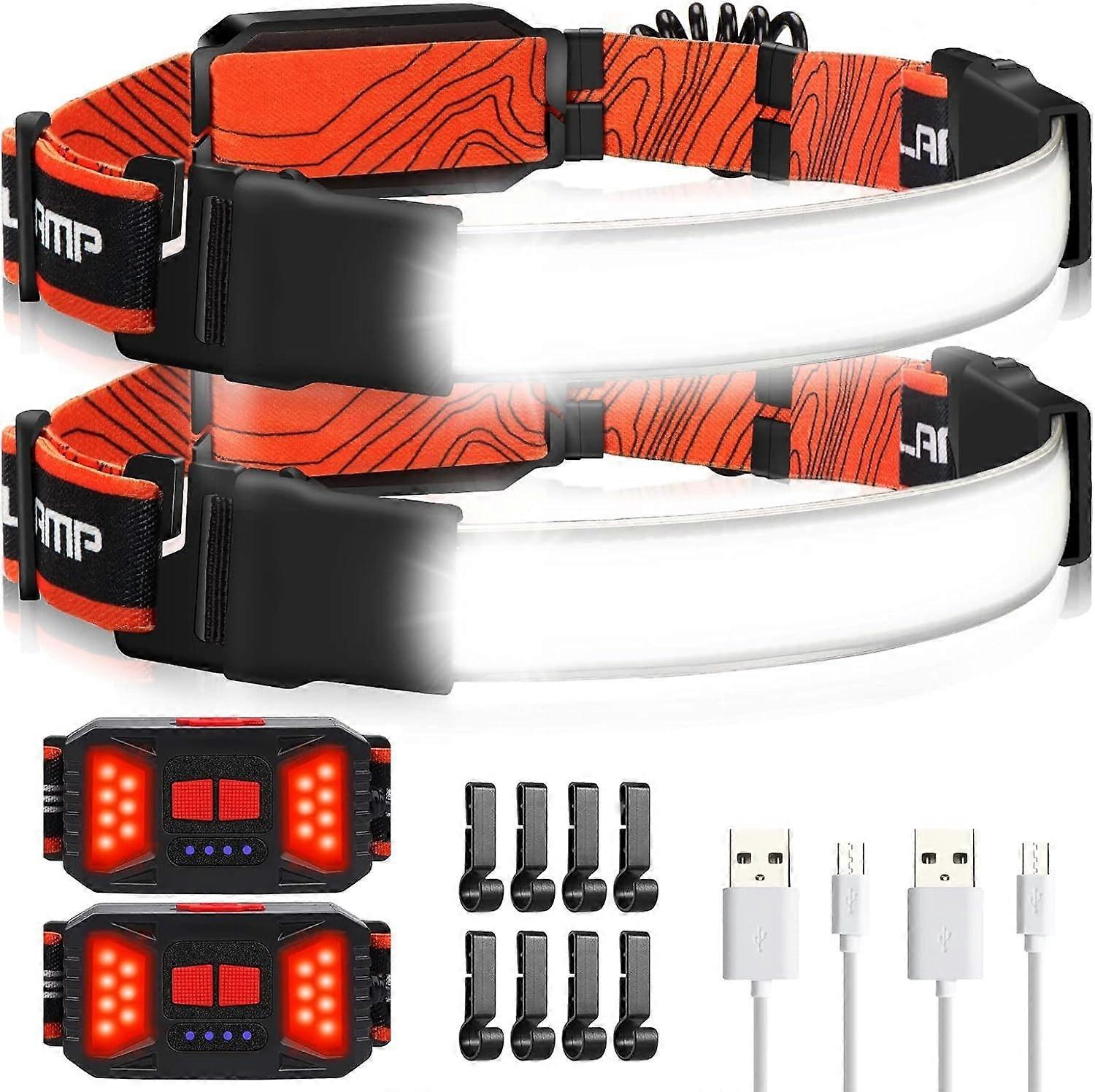 LED Headlamp Flashlight, 2Pack 1000LM 230Wide-Beam Rechargeable Head Lamp for Adults(Red)