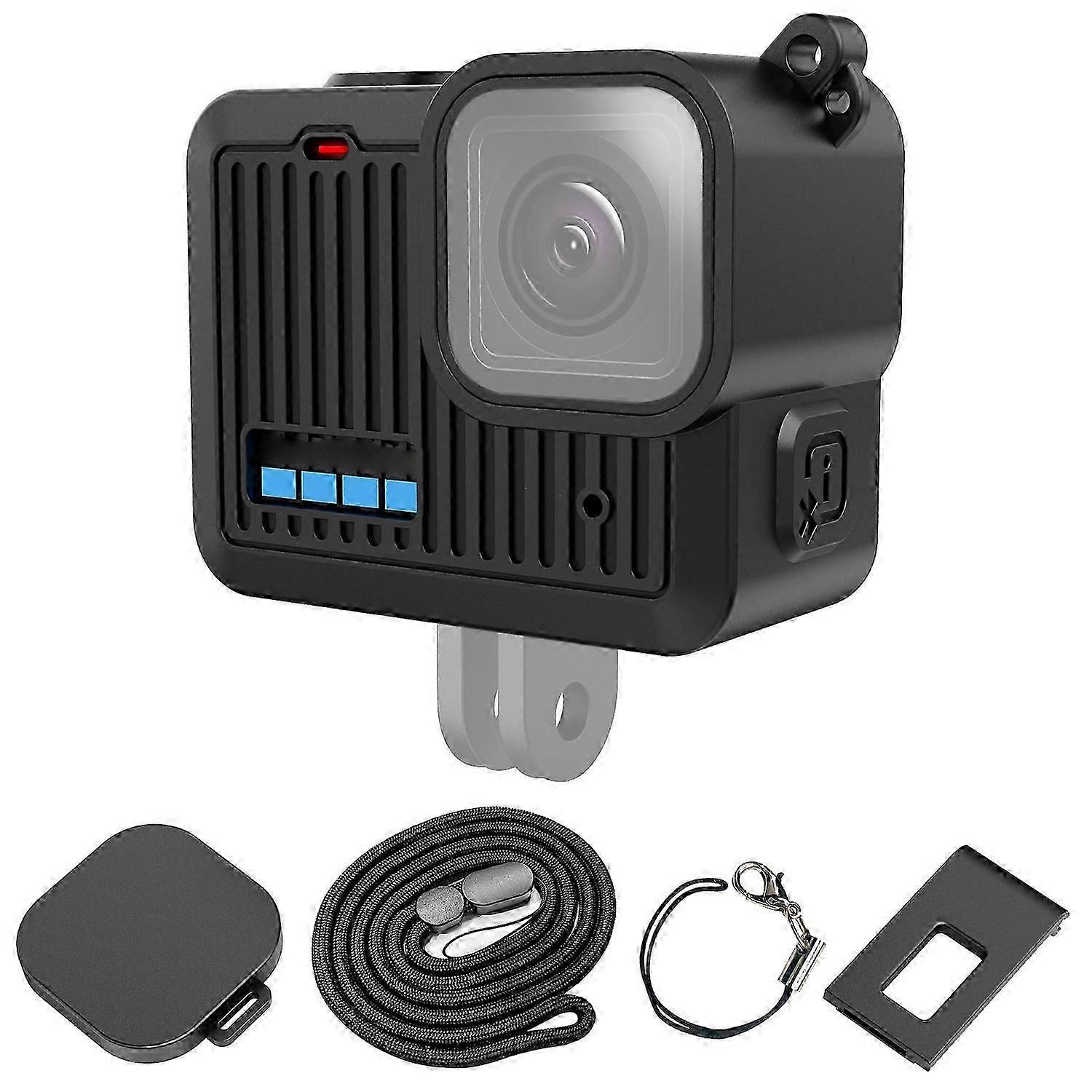 من أجل GoPro HERO 4K 2024 PULUZ غطاء واجهة جانبية من السيليكون مع حزام معصم وغطاء عدسة (أسود)