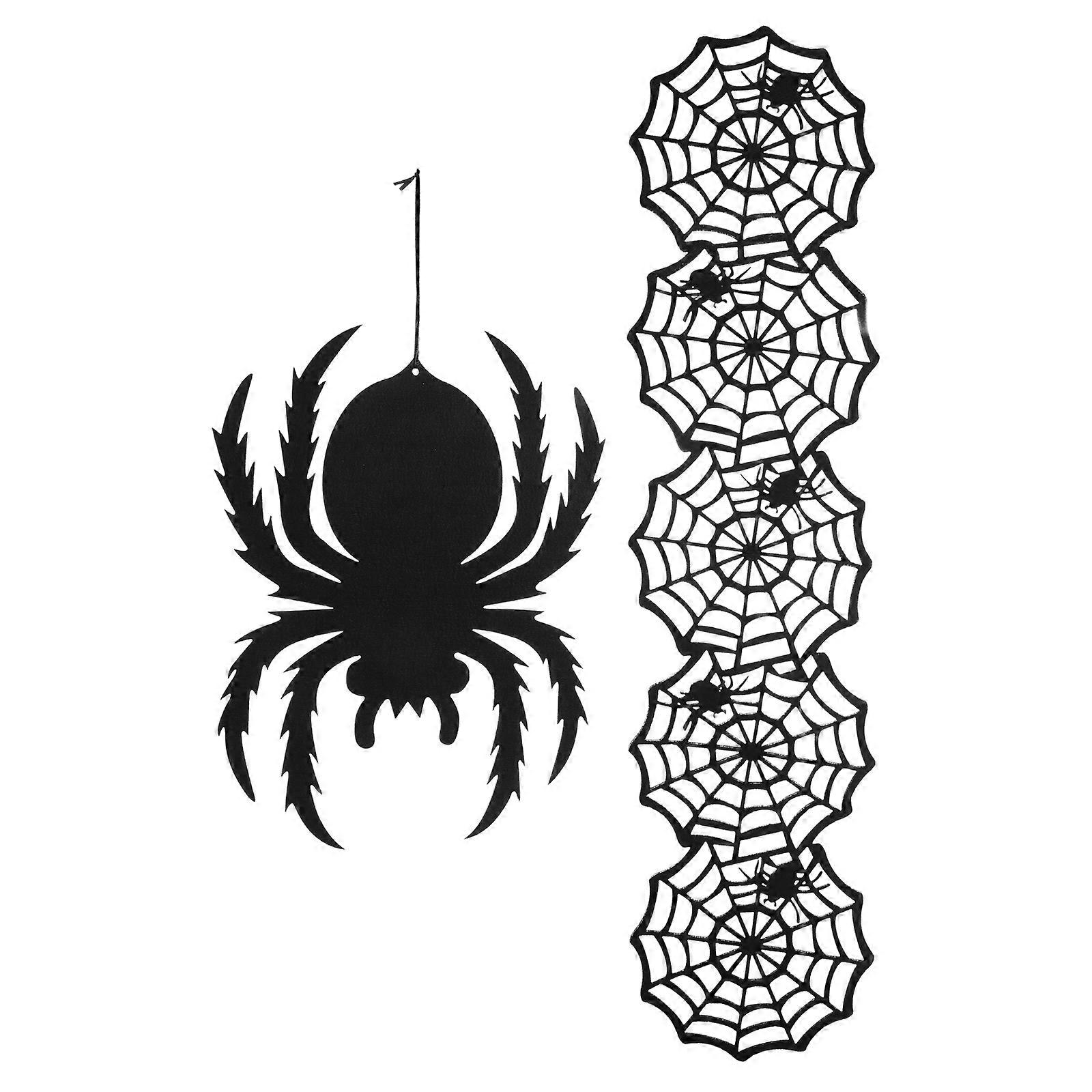 Halloween Spider Web Decoration Spider Web Table Flag for 2Pcs Hanging Decor