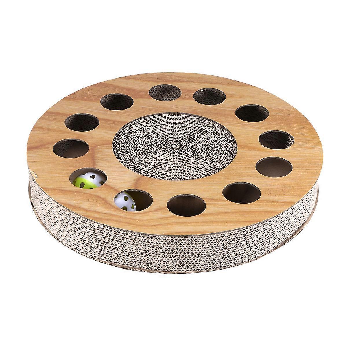 Pet Toys Corrugated Paper Cat Scratcher Board Round Shape with Ball