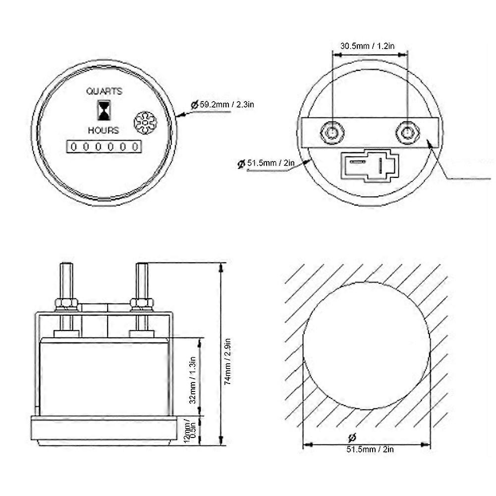 LCD Digital Hour Meter 0-999999.99H for Engineering Vehicles