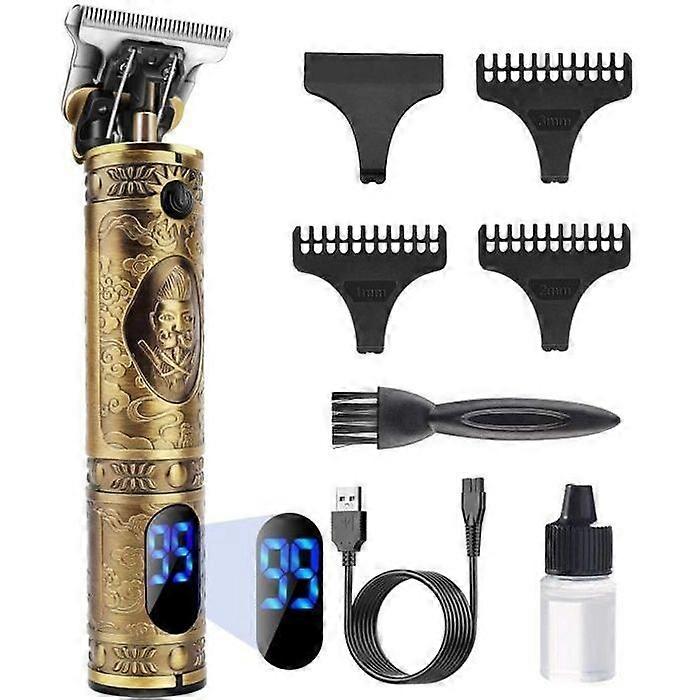 VGR Cordless Hair Clipper for Men - Kit with 3 Guide Combs - LED Display - Rechargeable (Gold)