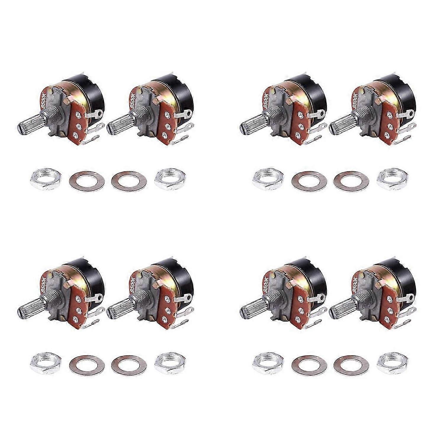 2Pcs 500K Ohm Single Linear Taper Potentiometers with on/off Switch