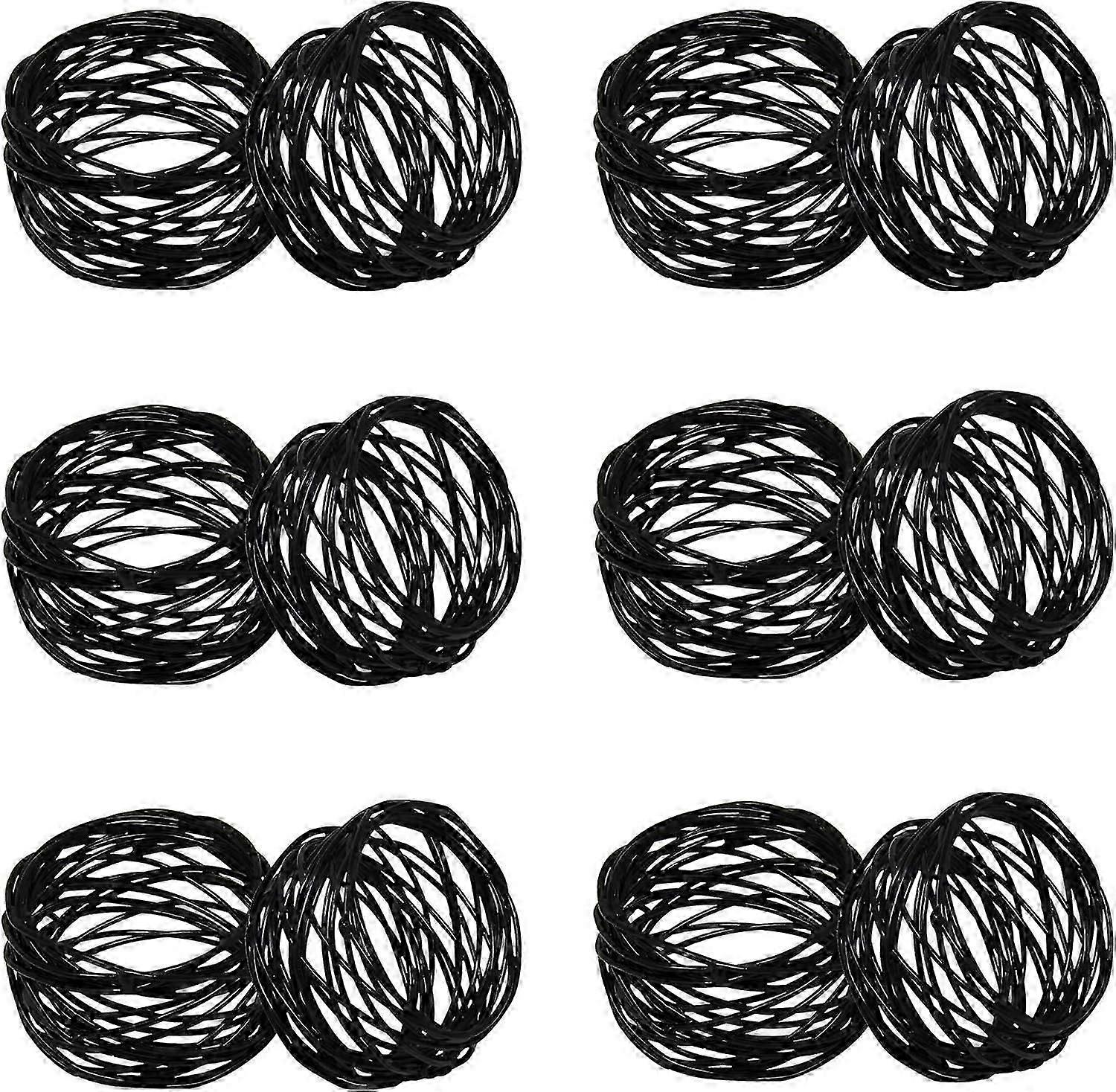 Handmade napkin rings set of 12 for everyday dining table decoration black