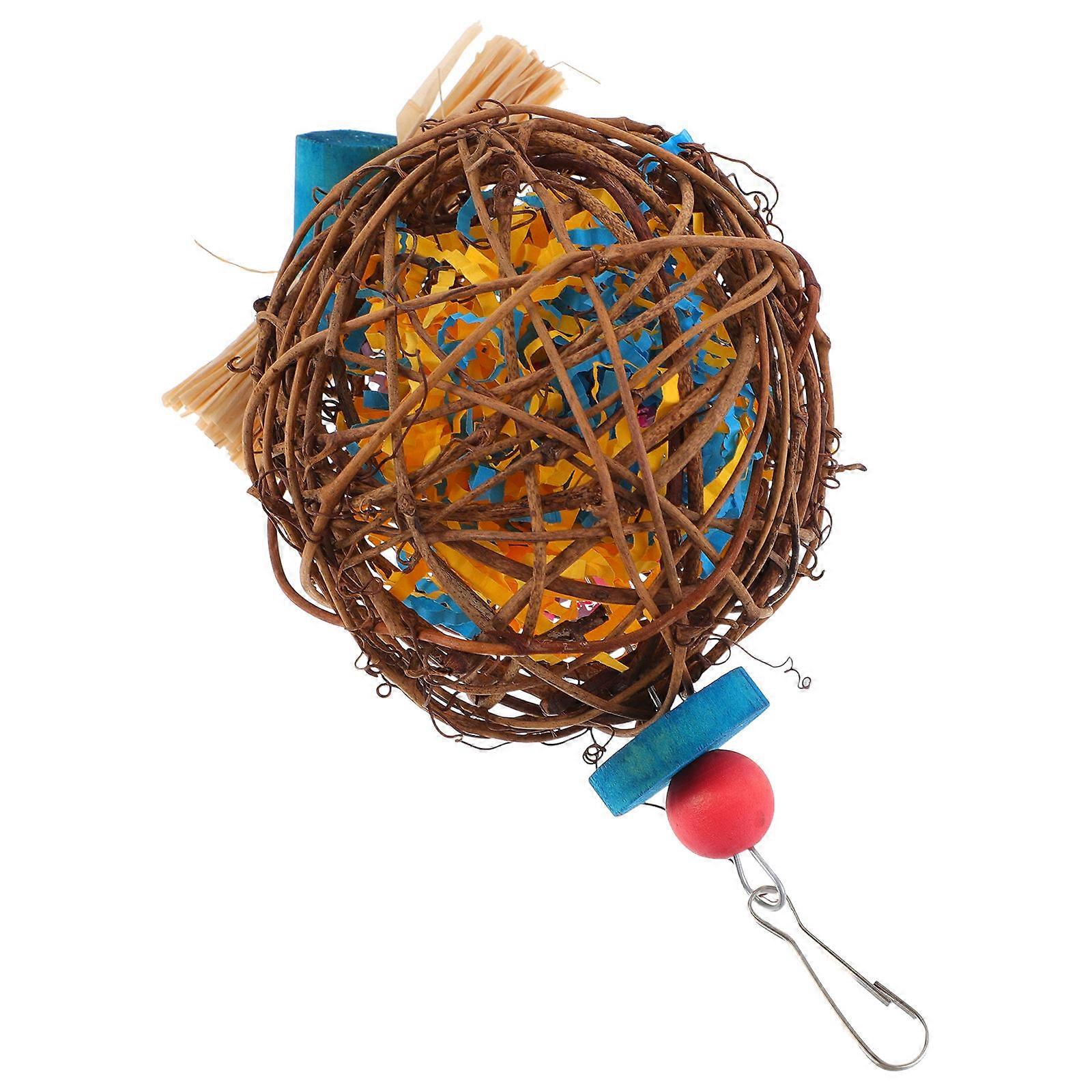 Bird Chewing Toy Parrot Hanging Chewing Toy Wooden Foraging 2Pcs