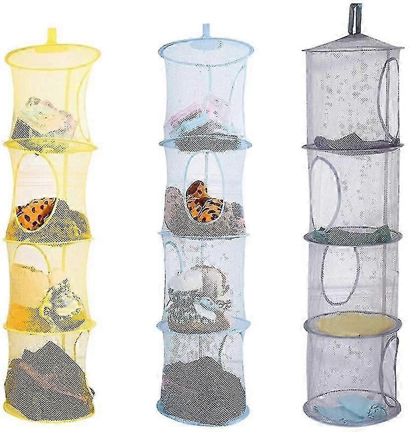 Kids Storage Net 3 Pcs Hanging Drying Net Foldable Mesh Basket Storage For Plush